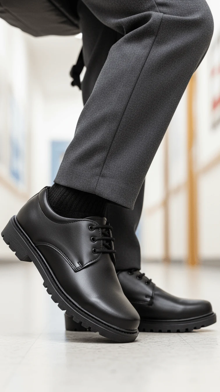 Boys Black Lace Up School Shoes SK1075