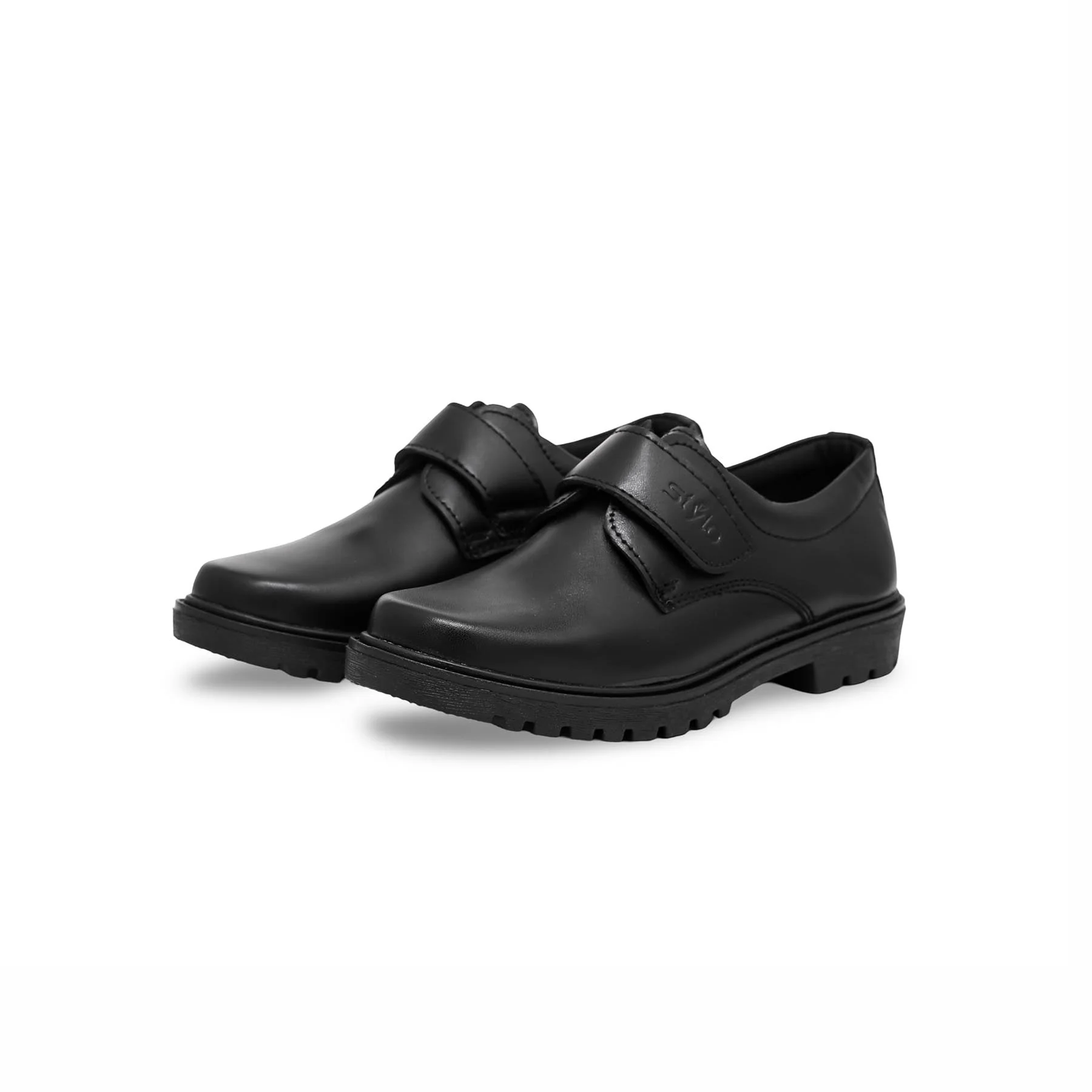 Boys Black Velcro Strap School Shoes SK1077 - Image 2