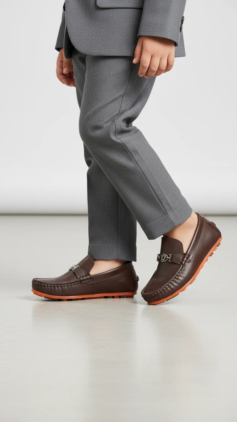 Boys Brown Formal Moccasin KD2518