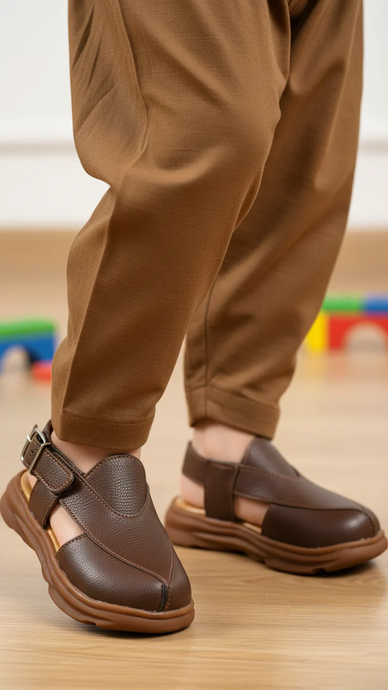 Boys Brown Peshawari Chappal KD4736