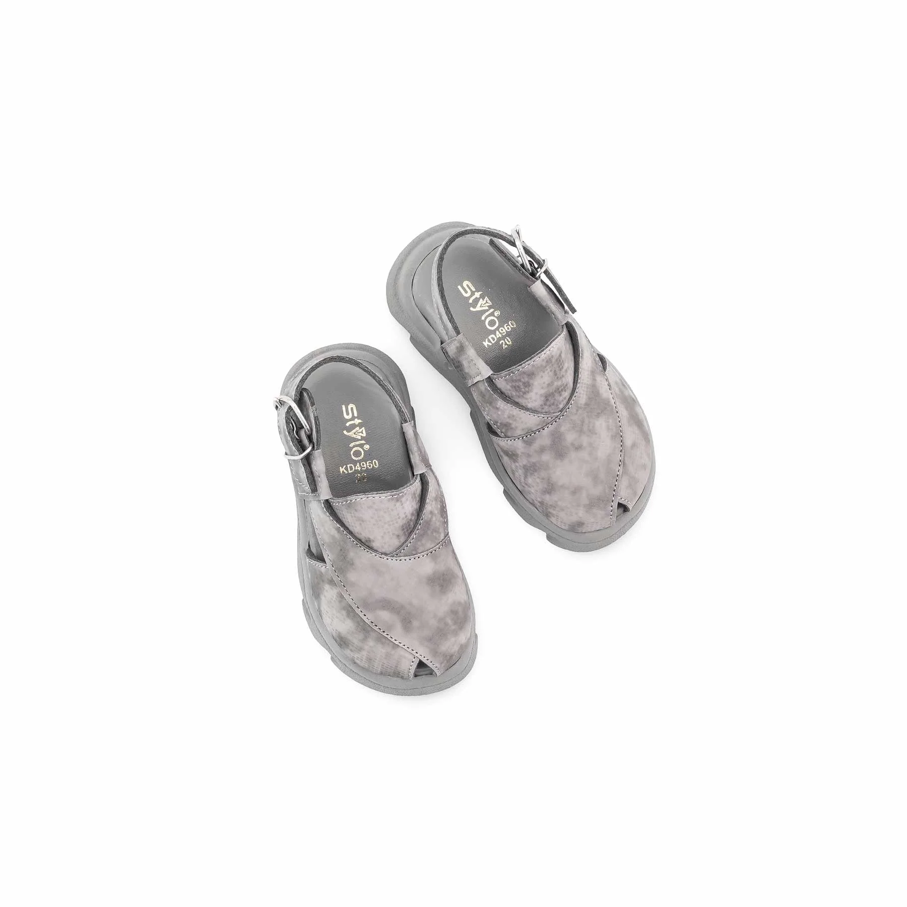 Boys Grey Peshawari Chappal KD4960 - Image 5