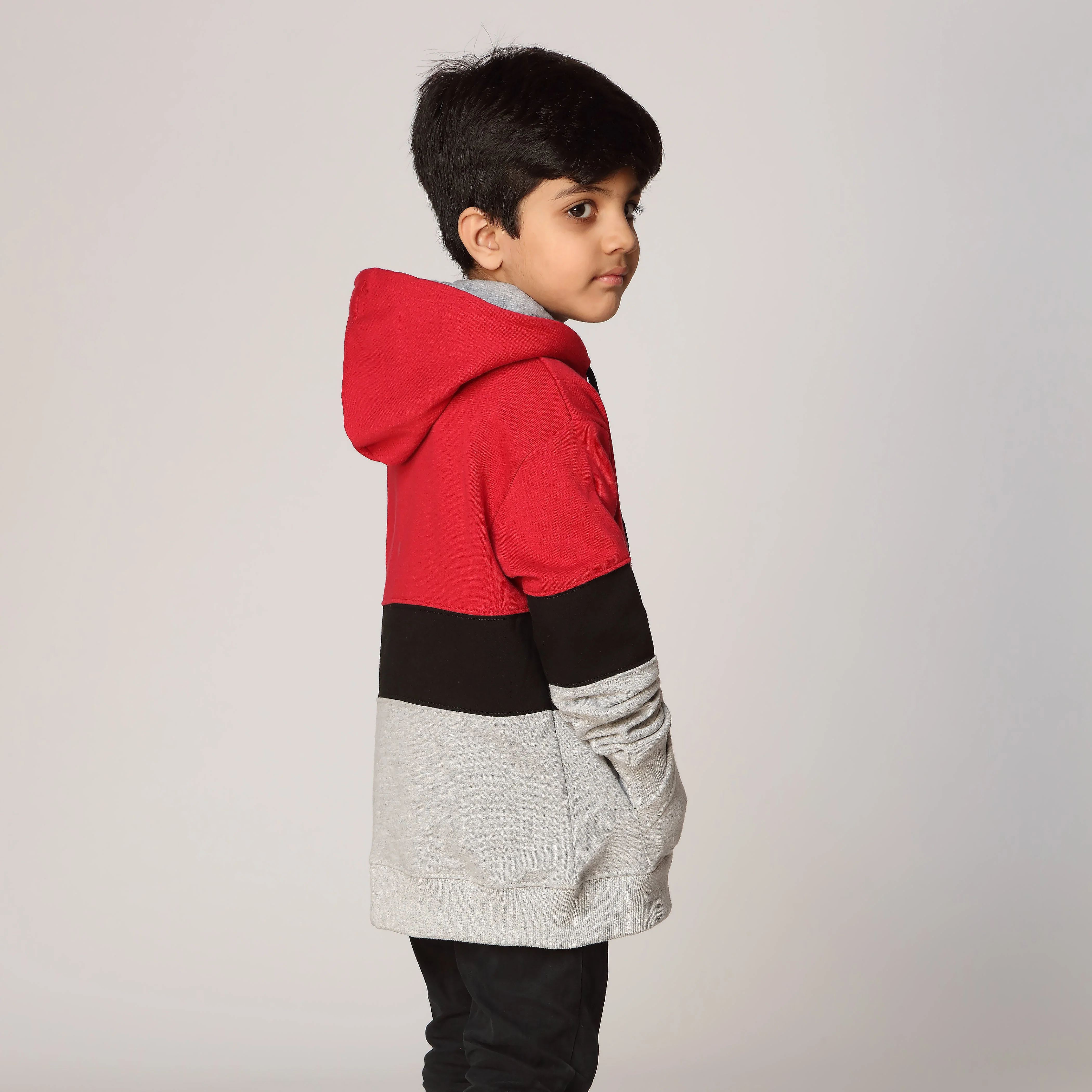 Boys Red Fleece Puller Hoodie PW2860 - Image 3