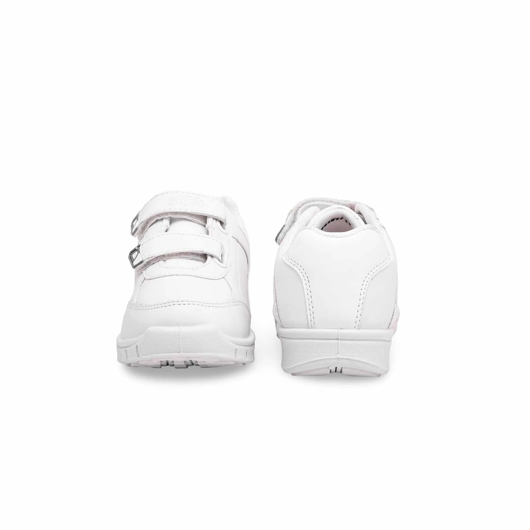 Boys White Velcro School Trainers SK1071 - Image 4