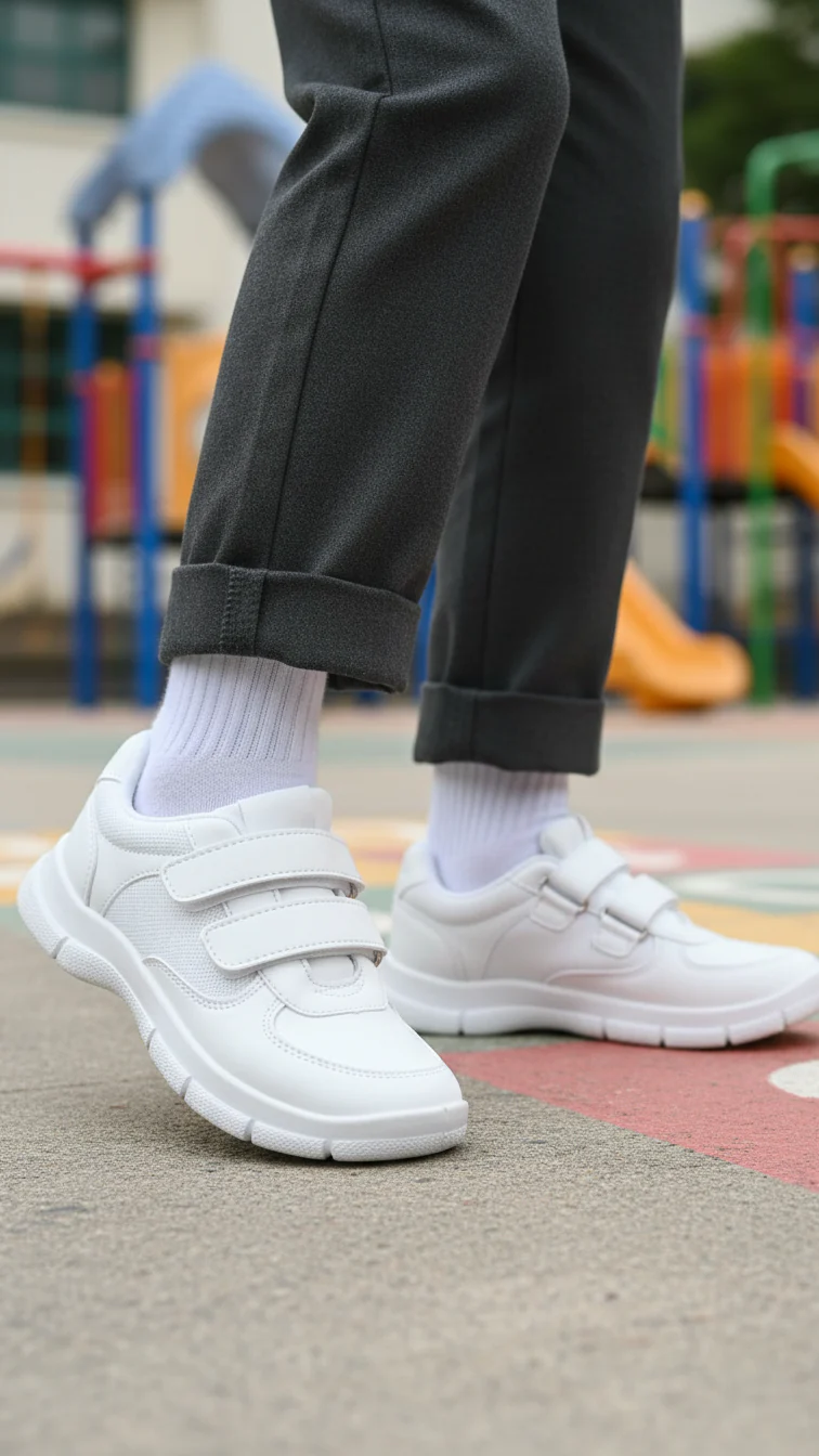 Boys White Sports School Shoes SK1108