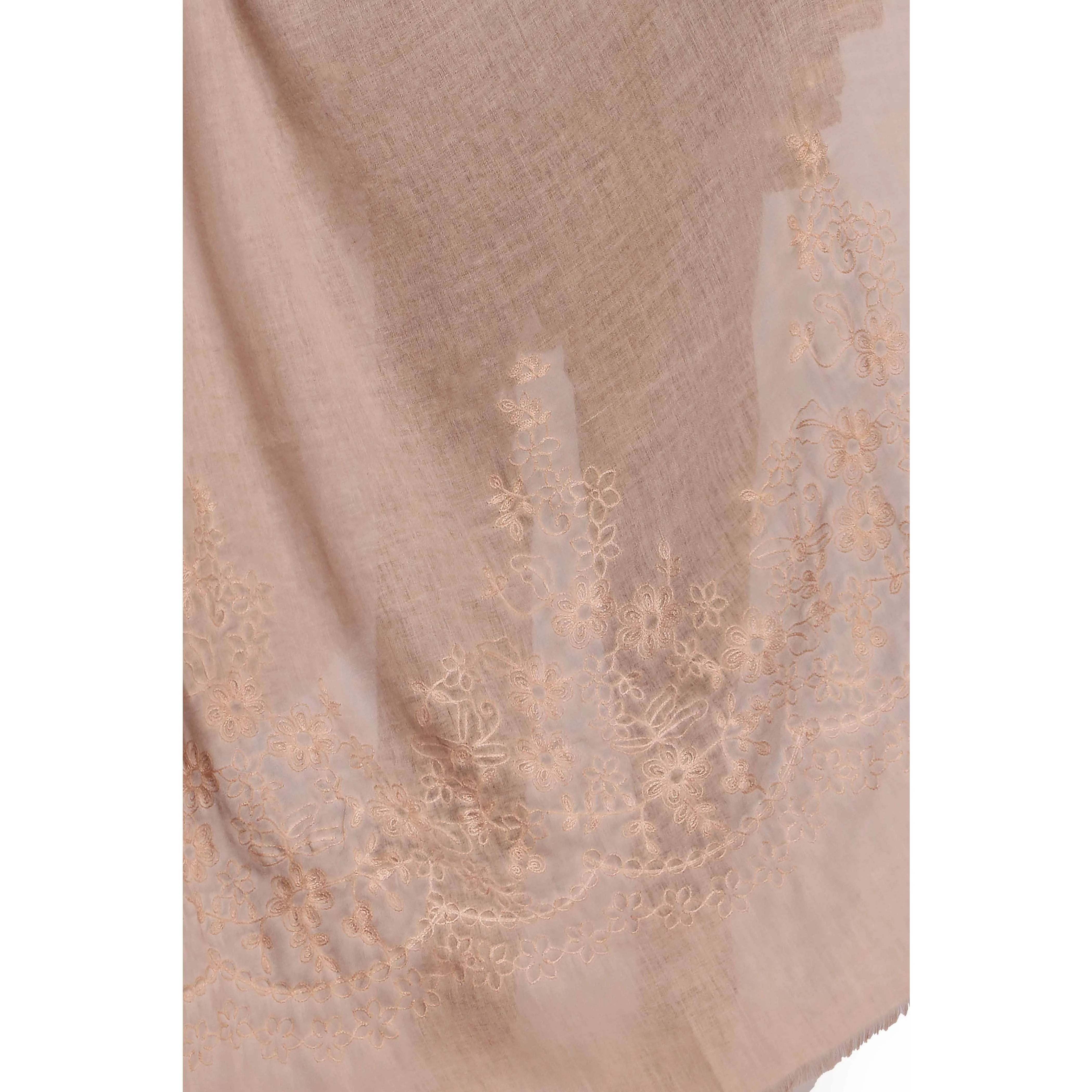 Brown Aari Embroidered Shawl PW2736 - Image 2