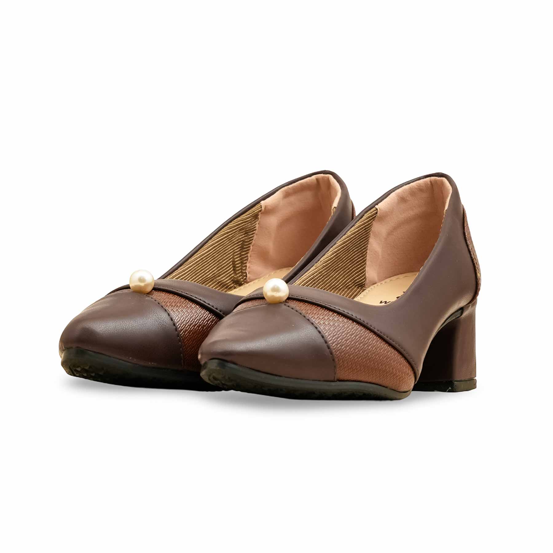 Brown Court Shoes For Ladies WN7500 - Image 5