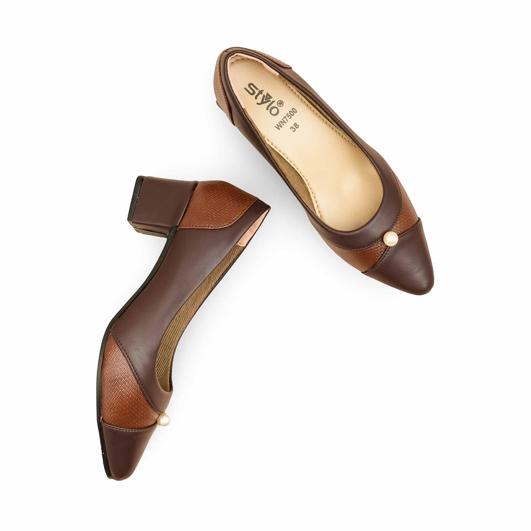 Brown Court Shoes For Ladies WN7500 - Image 7