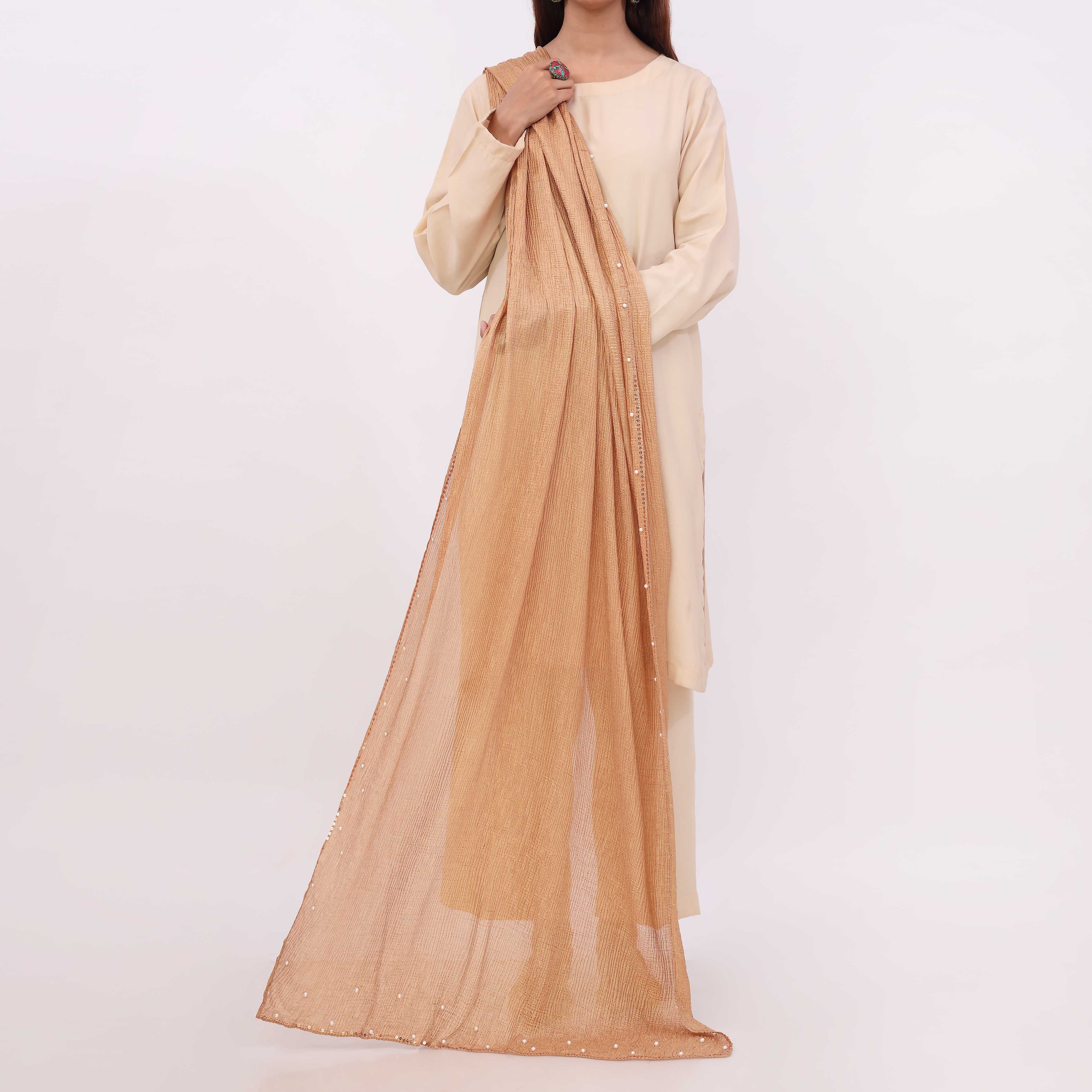 Brown Embroidered Stole PD5296 - Image 2
