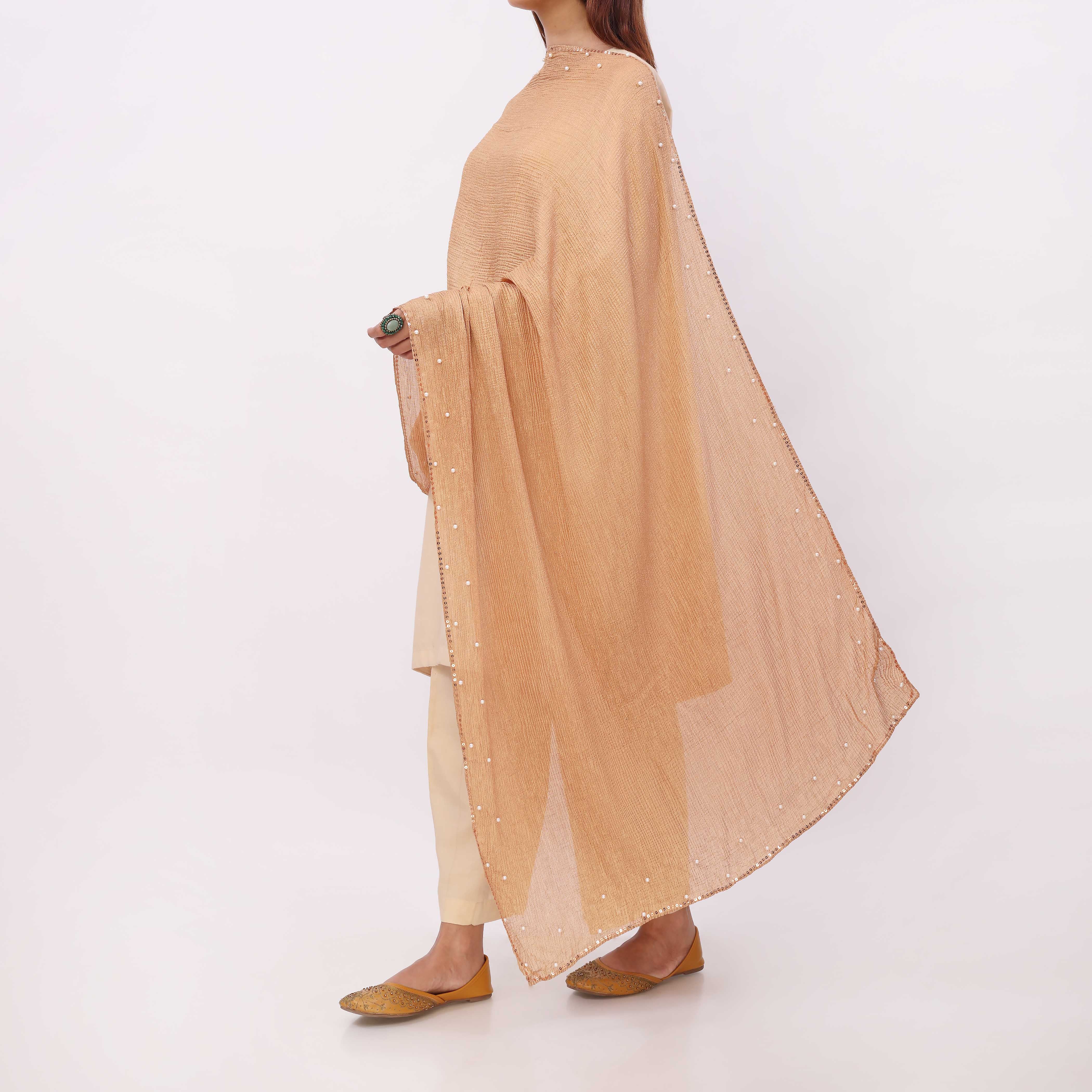 Brown Embroidered Stole PD5296 - Image 3