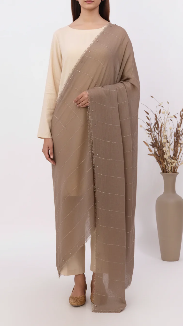 Brown Embroidered Stole PD5300