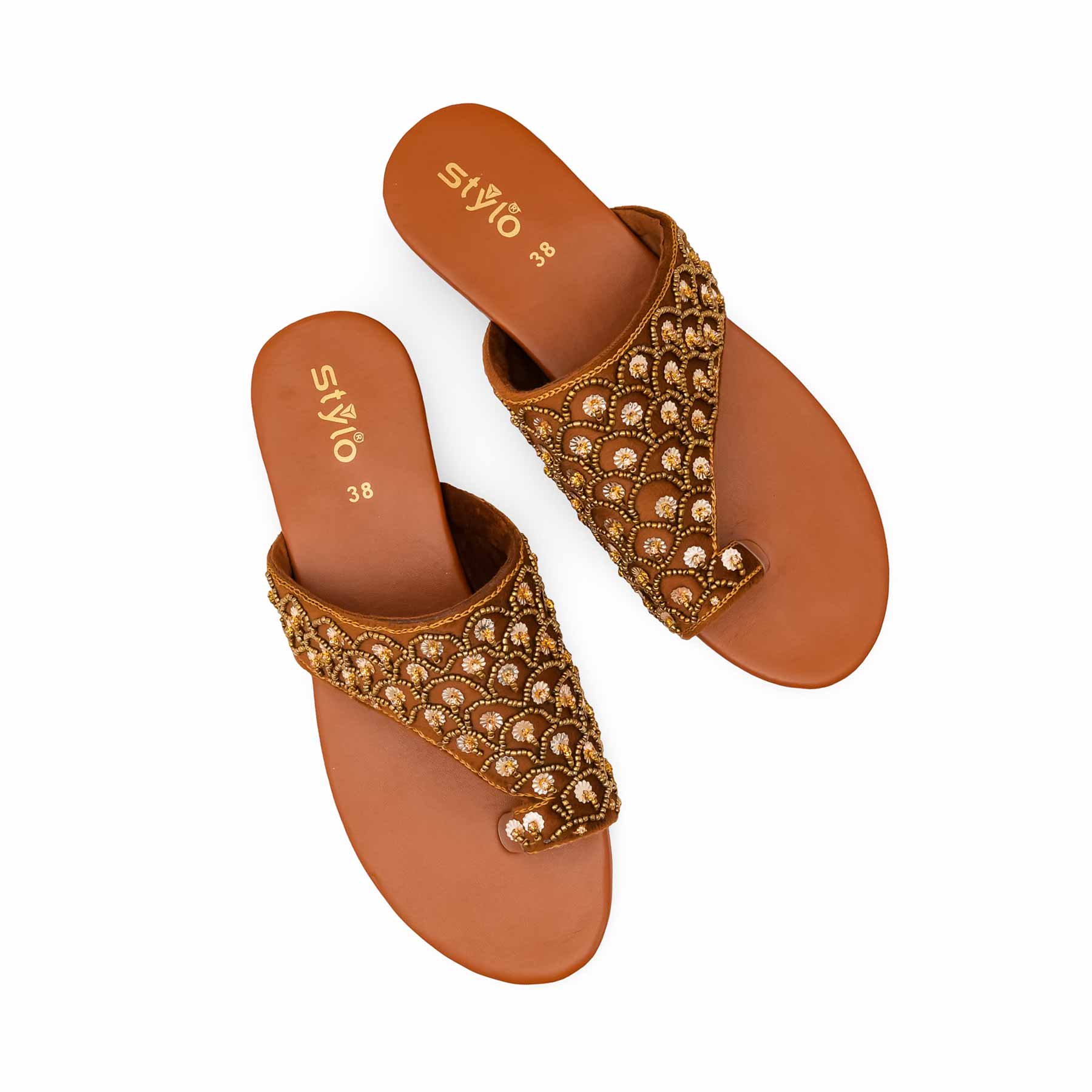 Brown Ethnic Chappal For Ladies EC0241 - Image 5