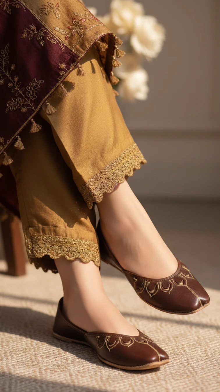 Brown Leather Khussa EC8641