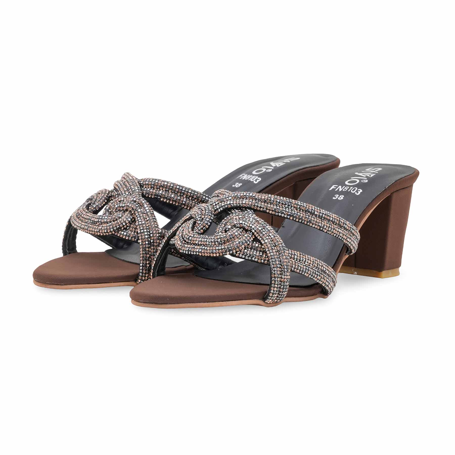 Brown Fancy Slipper For Women FN8103 - Image 3