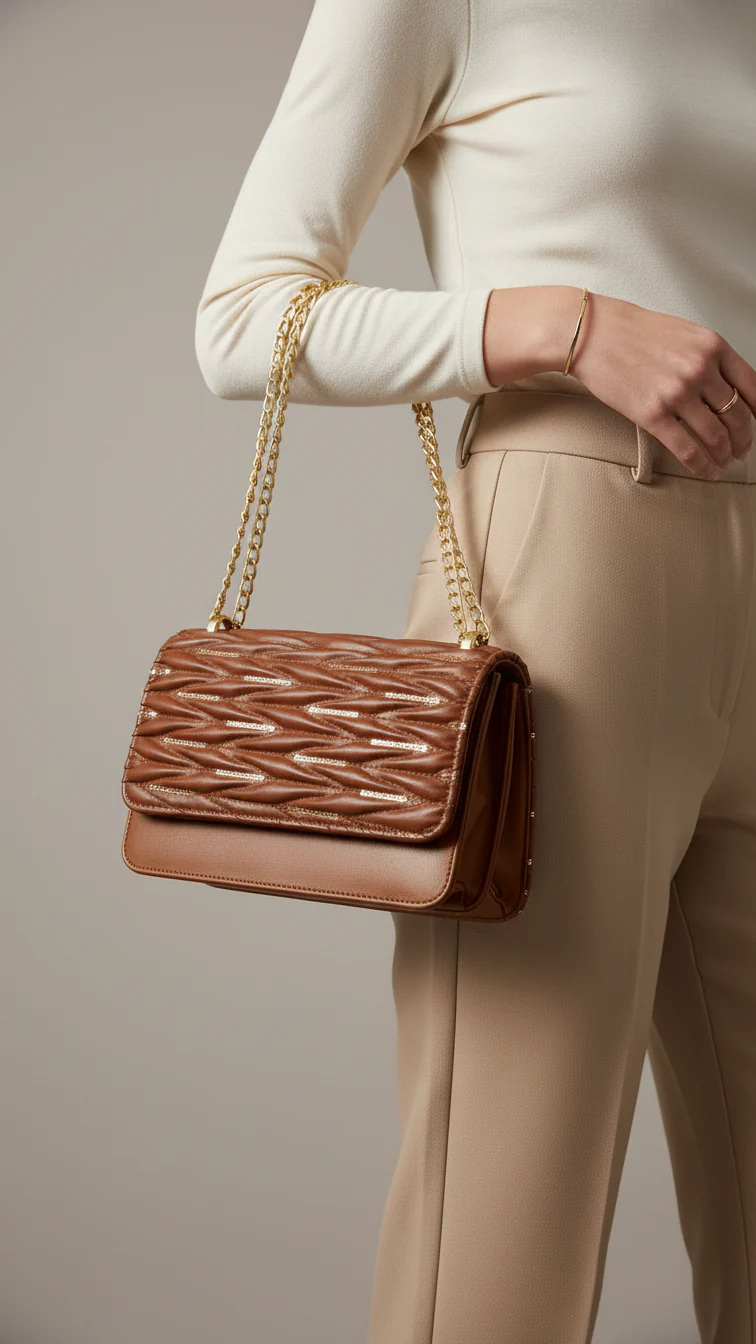 Brown Formal Hand Bag P55567