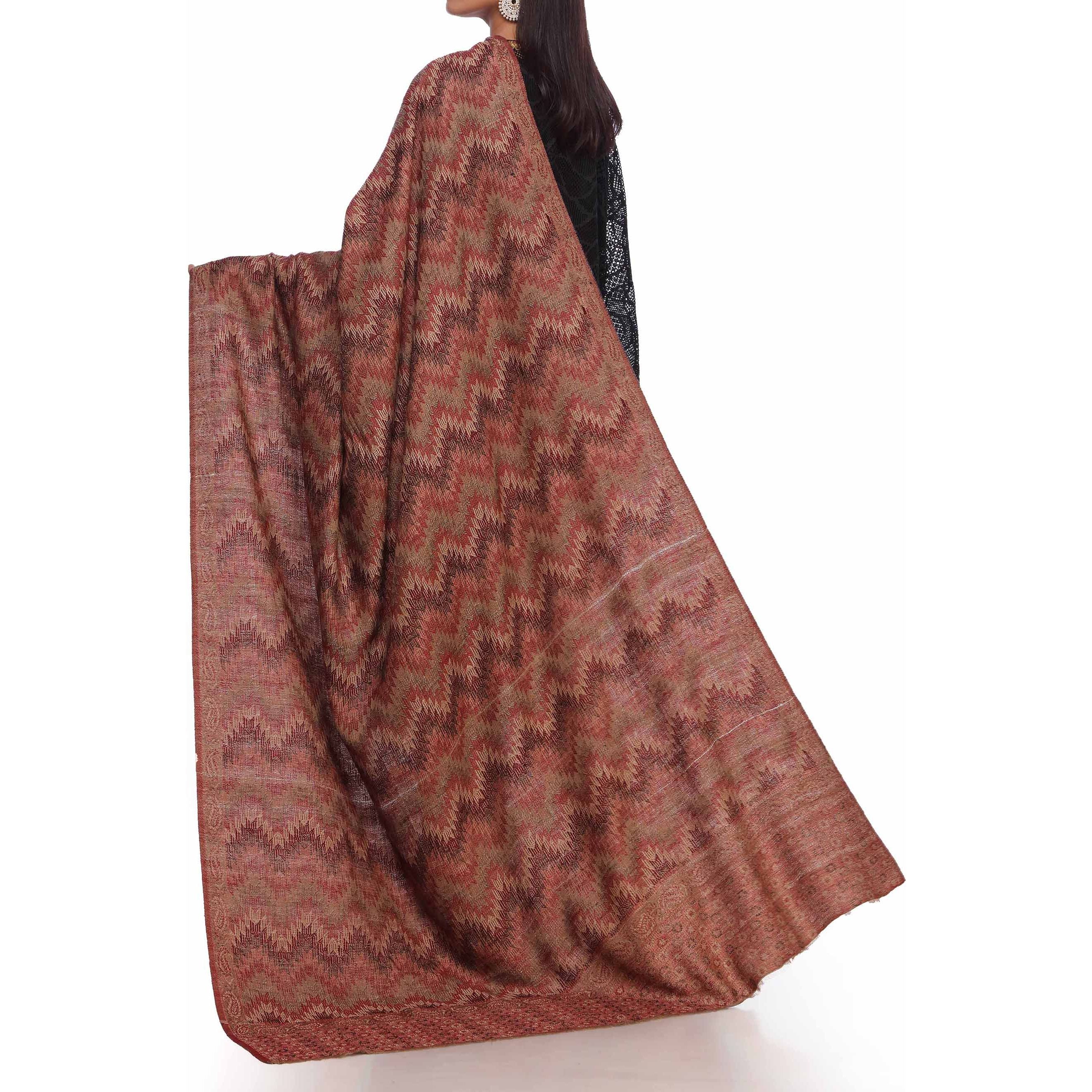 Brown Jacquard Shawl PW2725 - Image 3