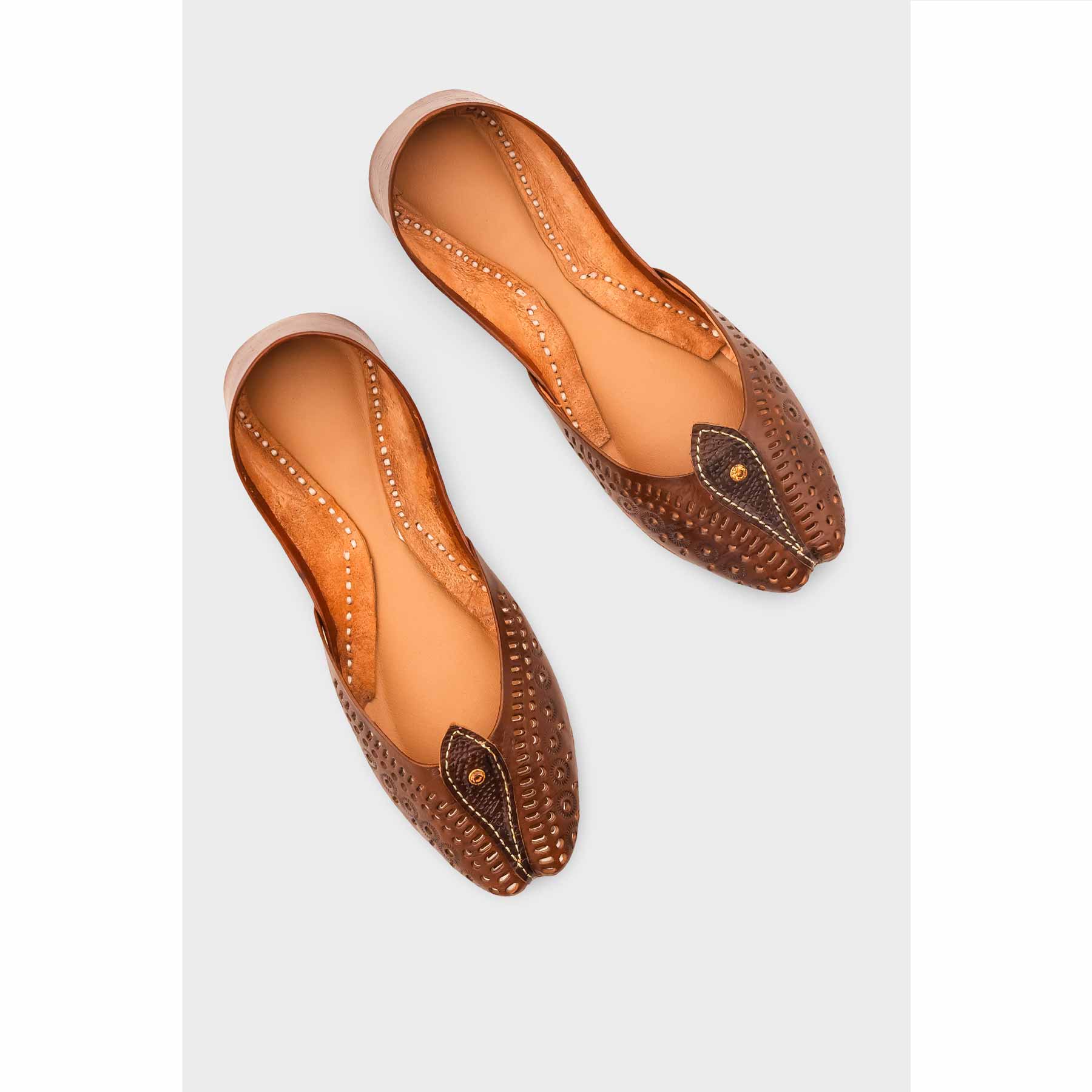 Brown Leather Khussa For Women EC8710 - Image 6