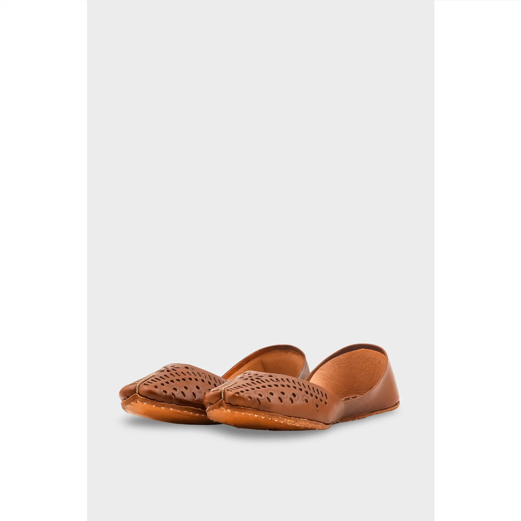 Brown Leather Khussa For Women EC8713 - Image 3
