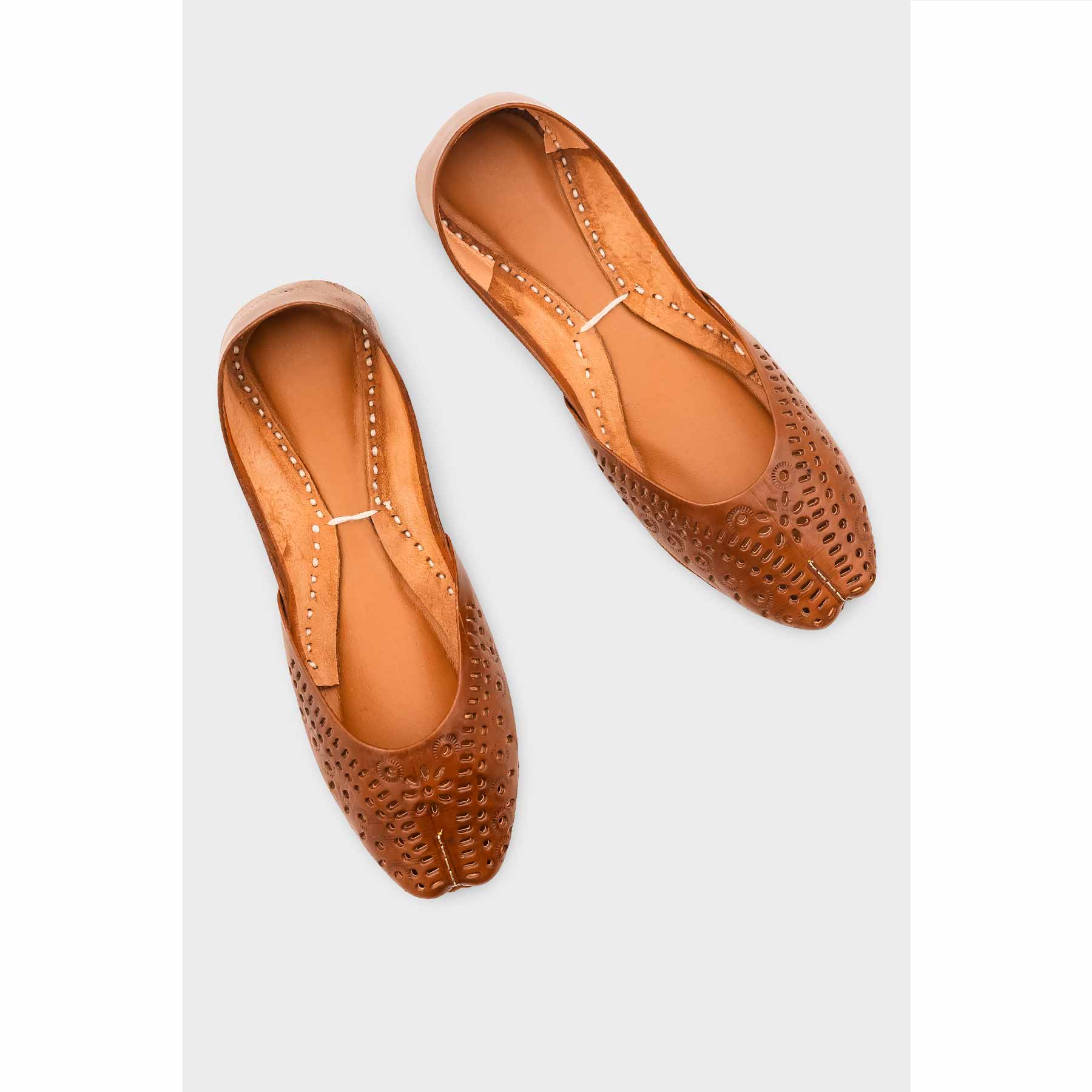 Brown Leather Khussa For Women EC8713 - Image 5