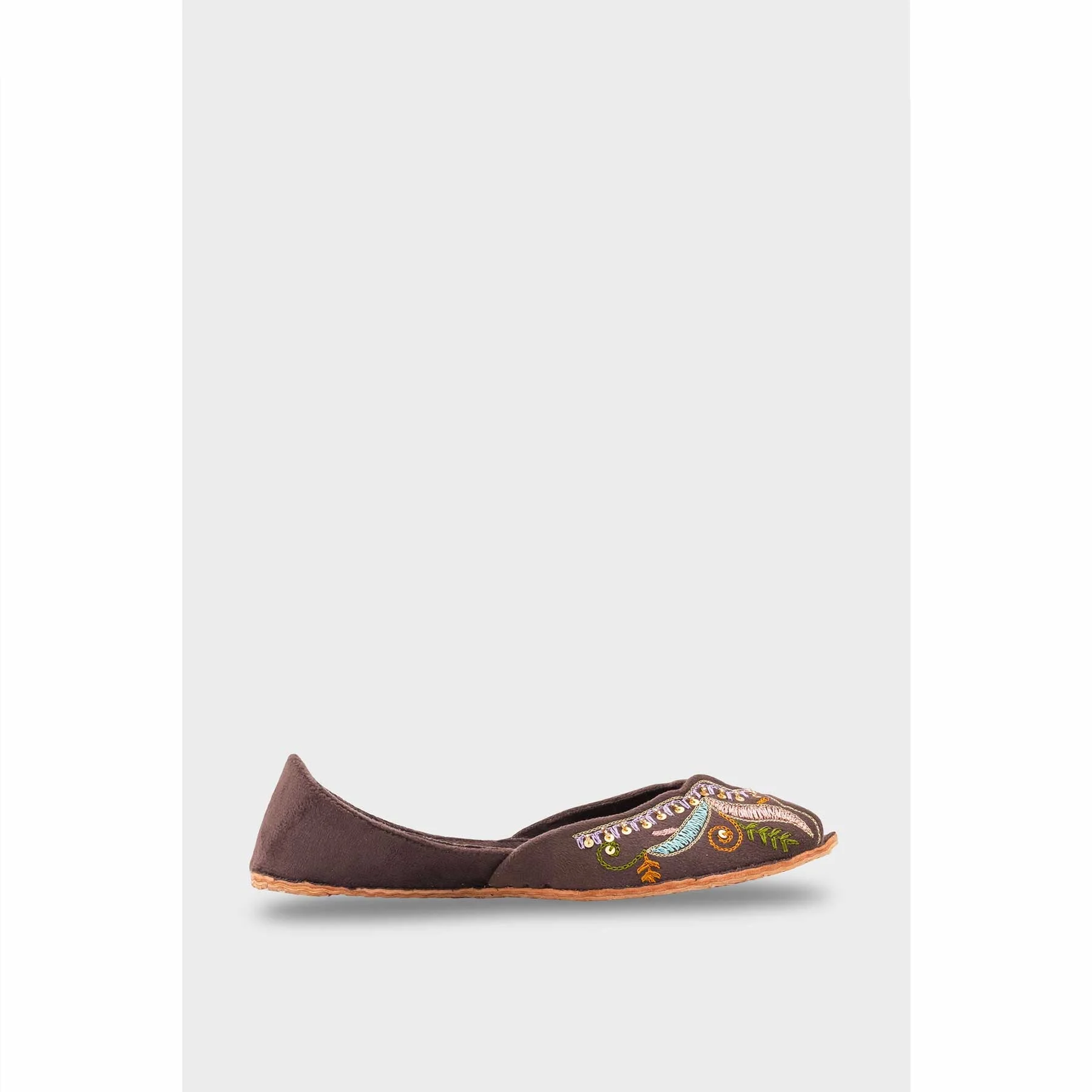Brown Leather Khussa For Women EC8764 - Image 3