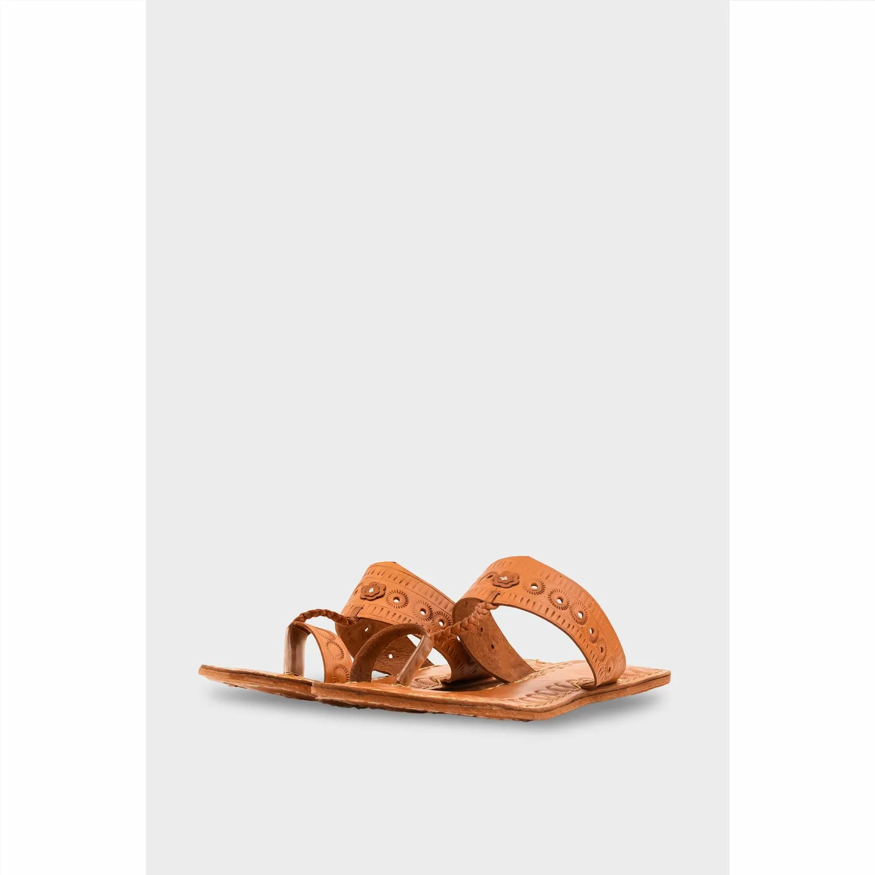 Brown Leather Kolapori For Women EC0262 - Image 3