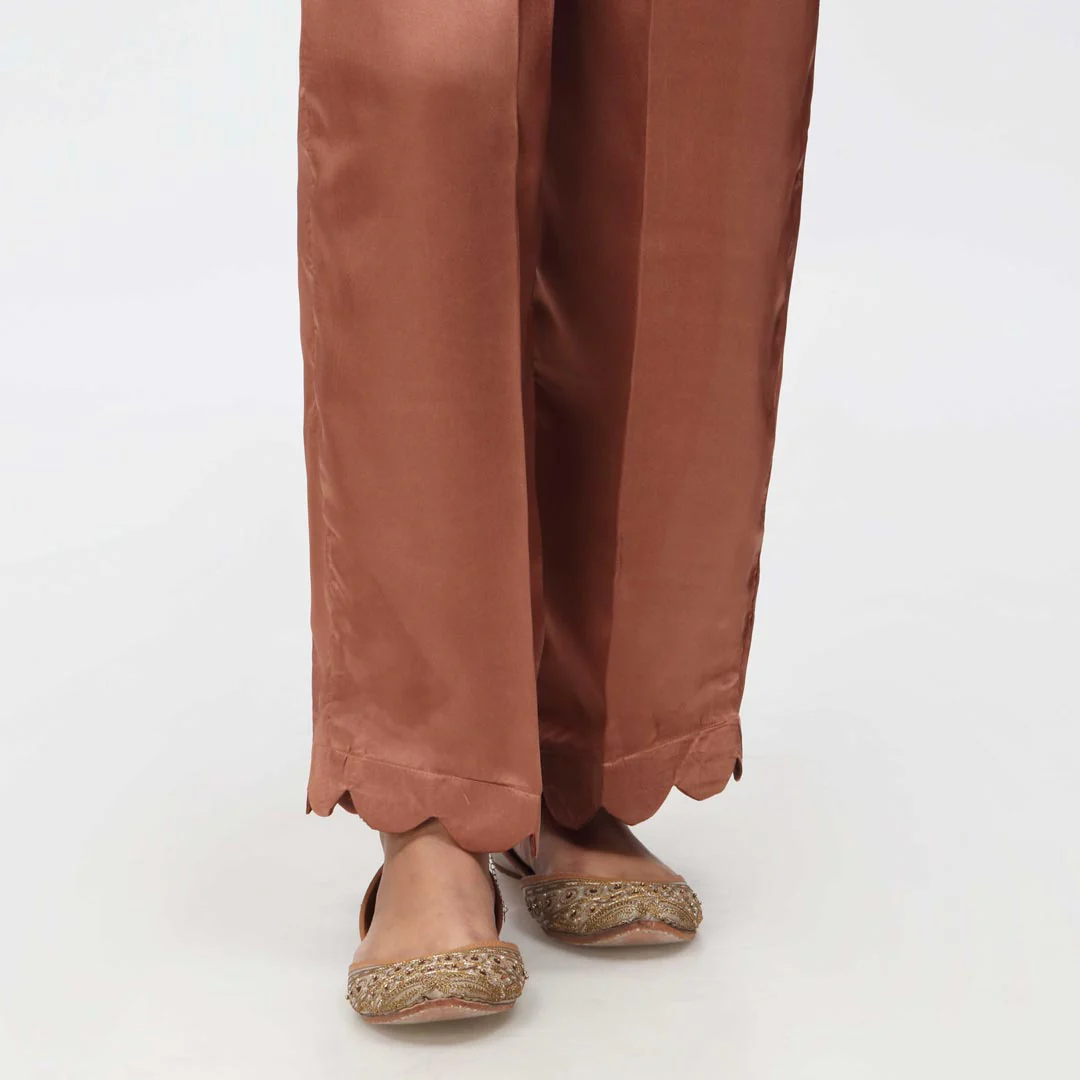 Brown Scallops Grip Silk Straight Trouser PW3645