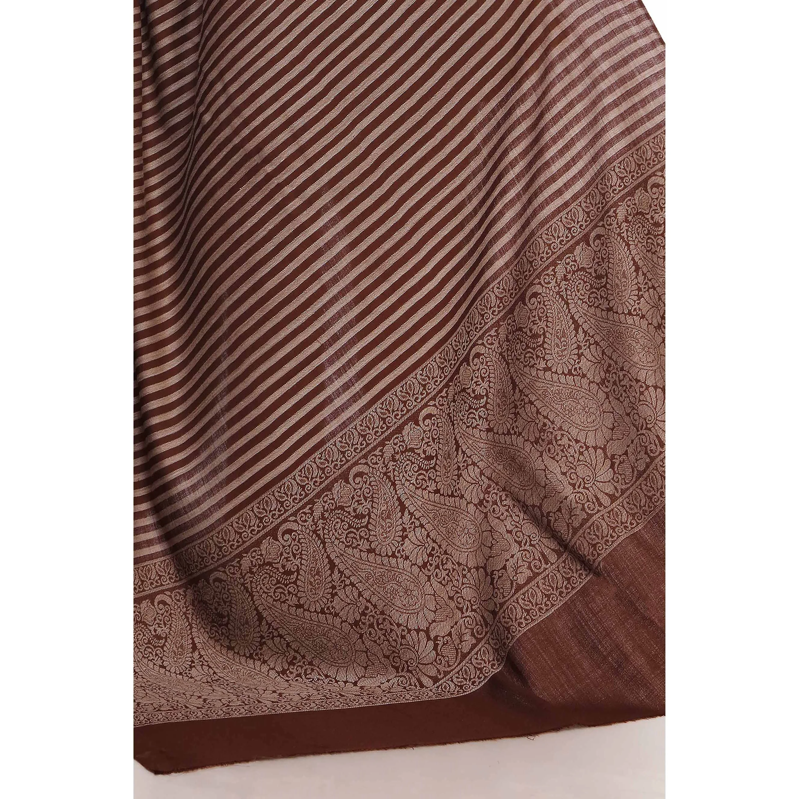 Brown Striped & Border Shawl PW2710 - Image 2