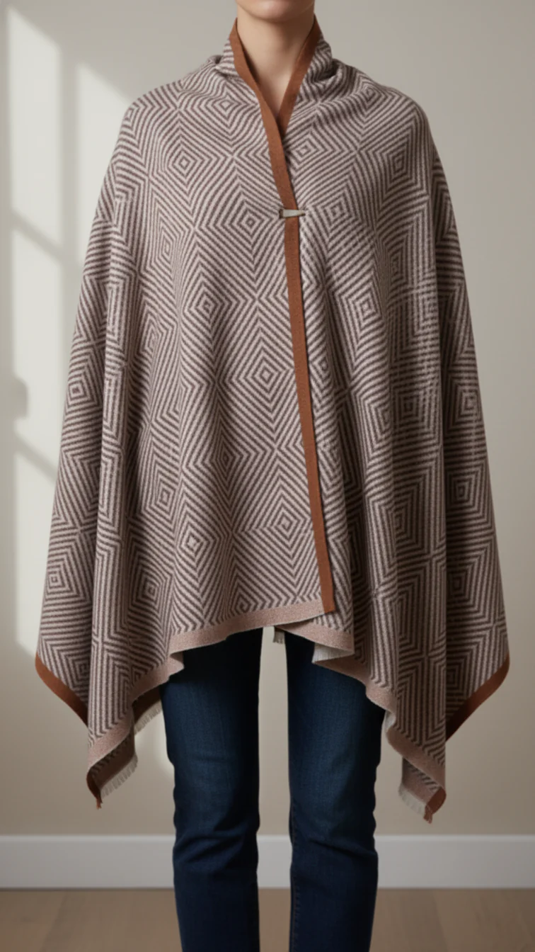 Brown Winter Cape Shawl PW5905 - Image 2