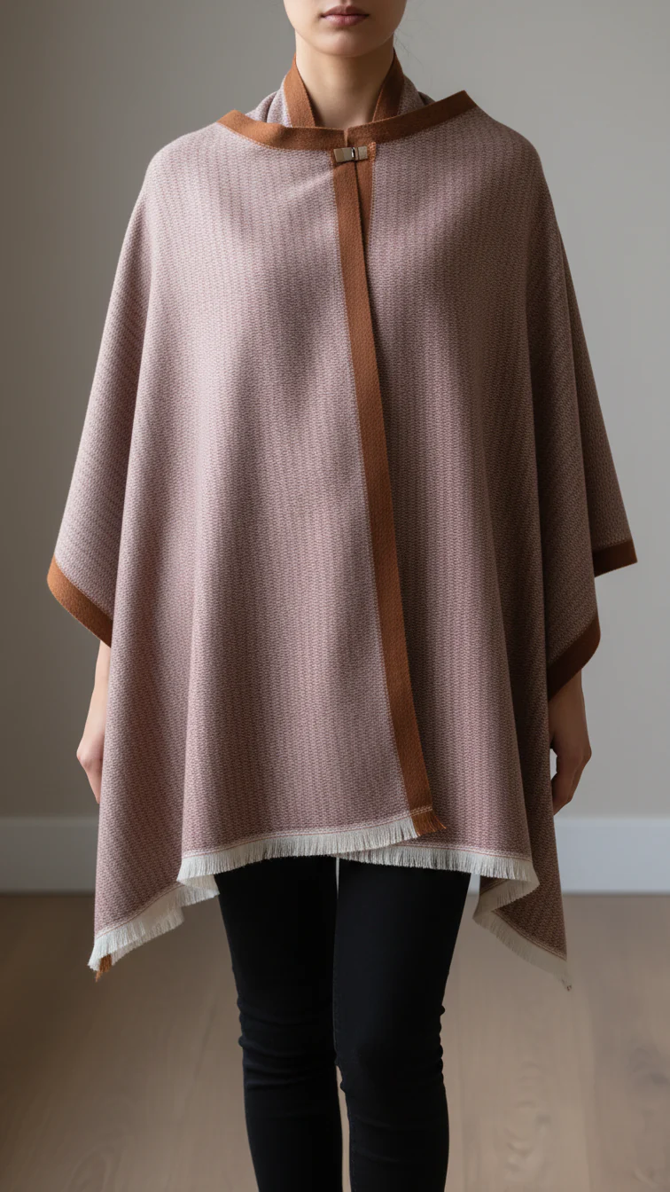 Brown Winter Cape Shawl PW5908 - Image 2