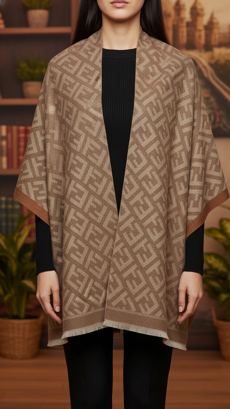 Brown Winter Cape Shawl PW5930