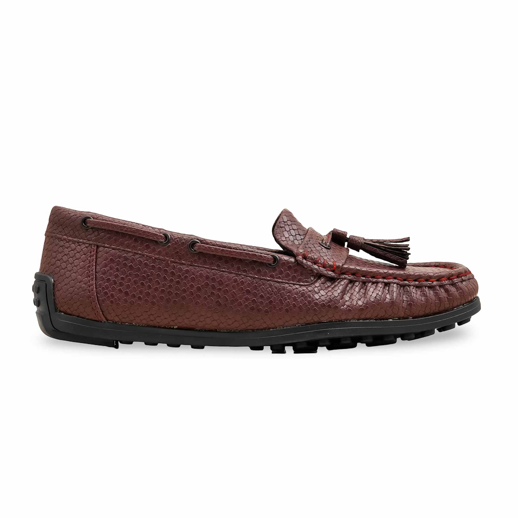 Burgundy Moccasin For Ladies WN4492 - Image 2