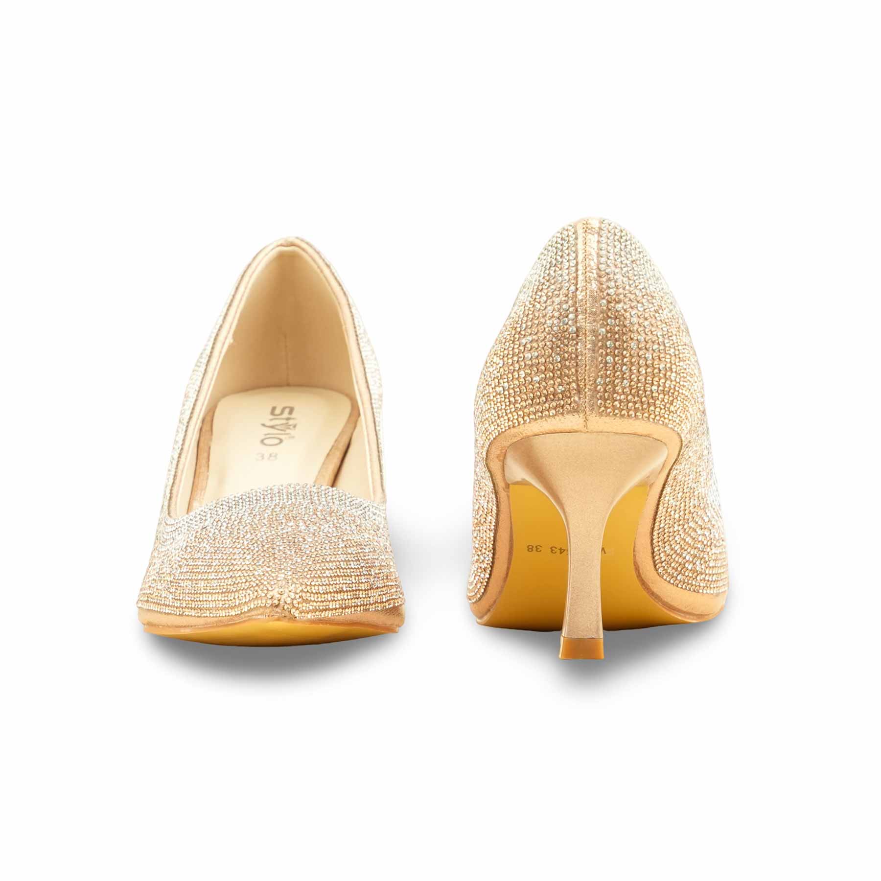 Champagne Fancy Bridal Court Shoes WN7543 - Image 4