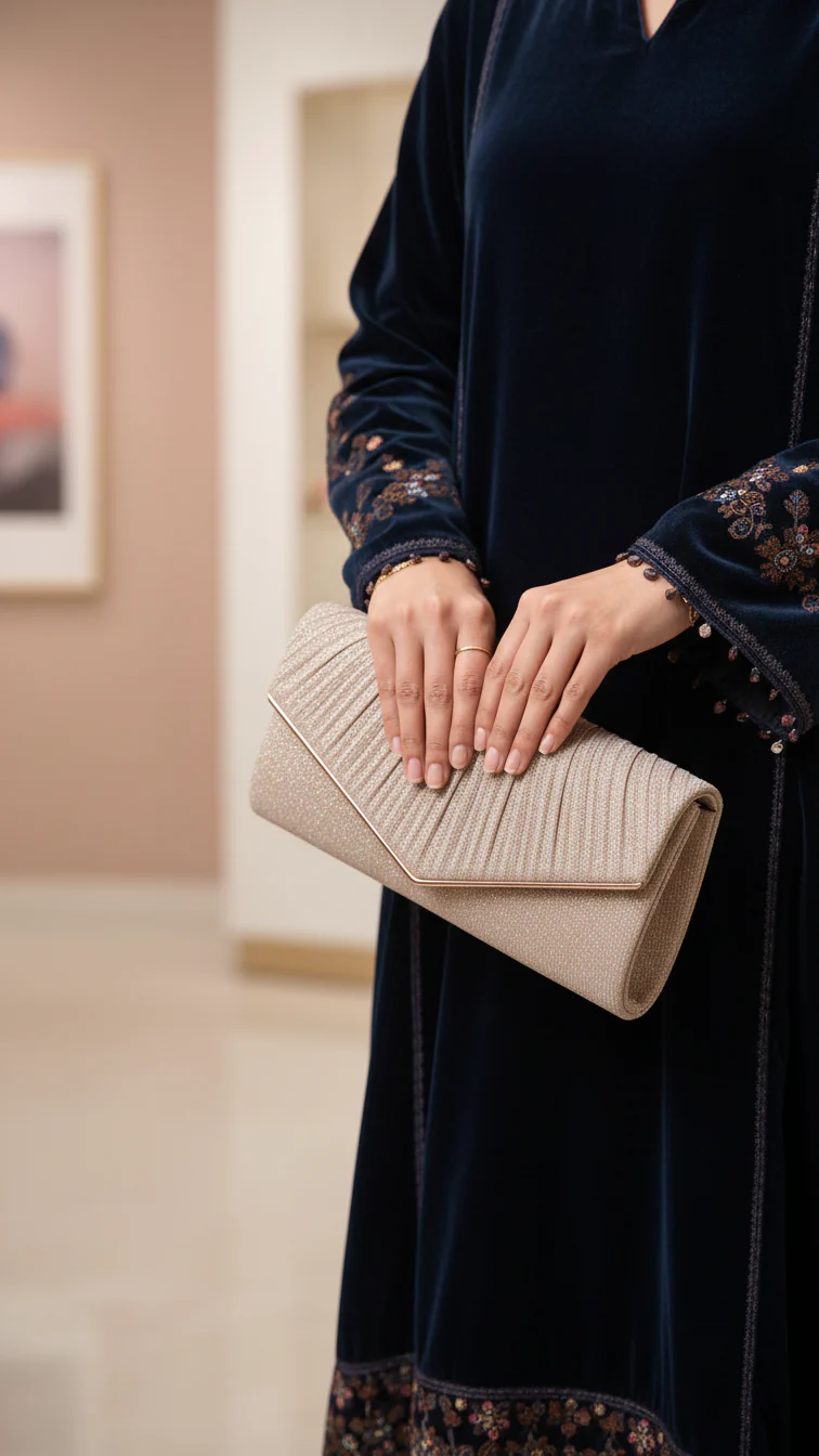 Champagne Fancy Clutch For Women P24428