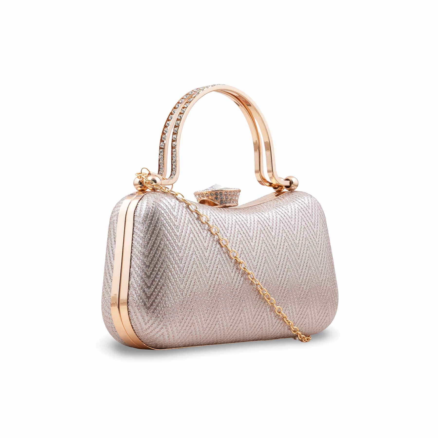 Champagne Fancy Clutch For Women P24434 - Image 3