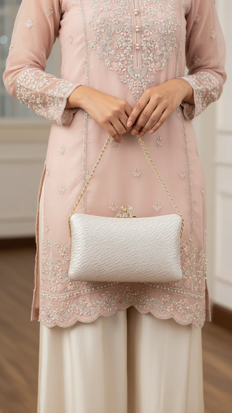 Champagne Fancy Clutch For Women P24435