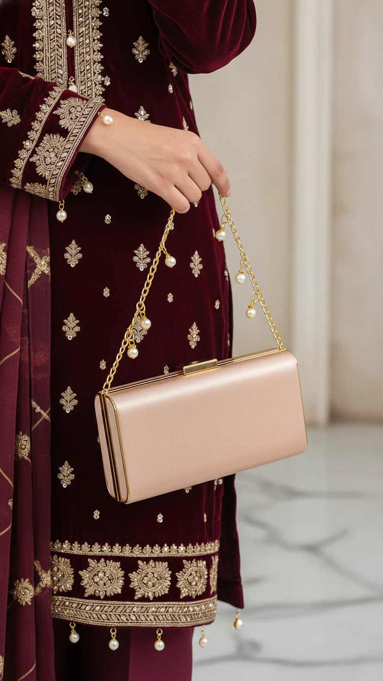 Champagne Fancy Clutch P15396