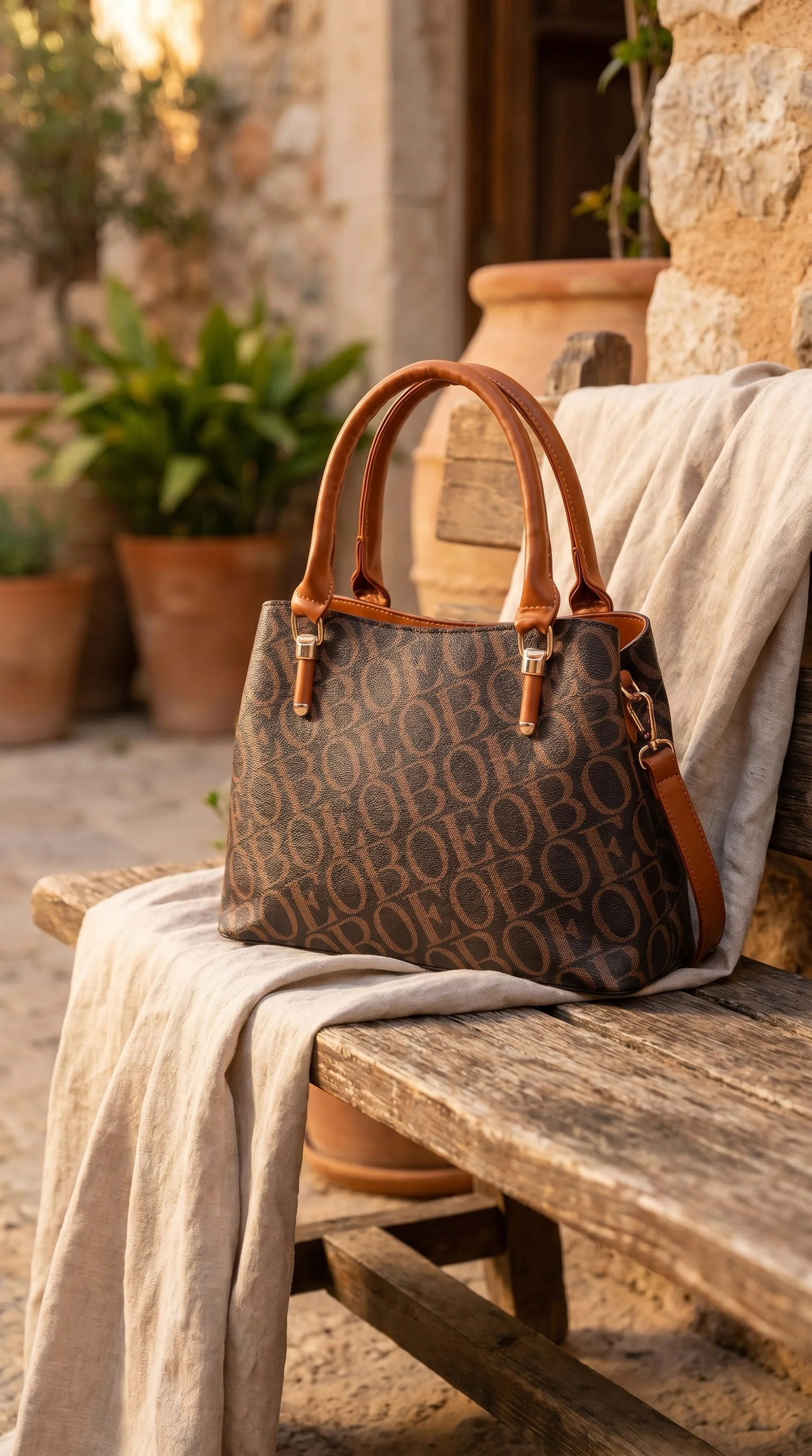 Coffee Formal Hand Bag For Ladies P36623 - Image 2