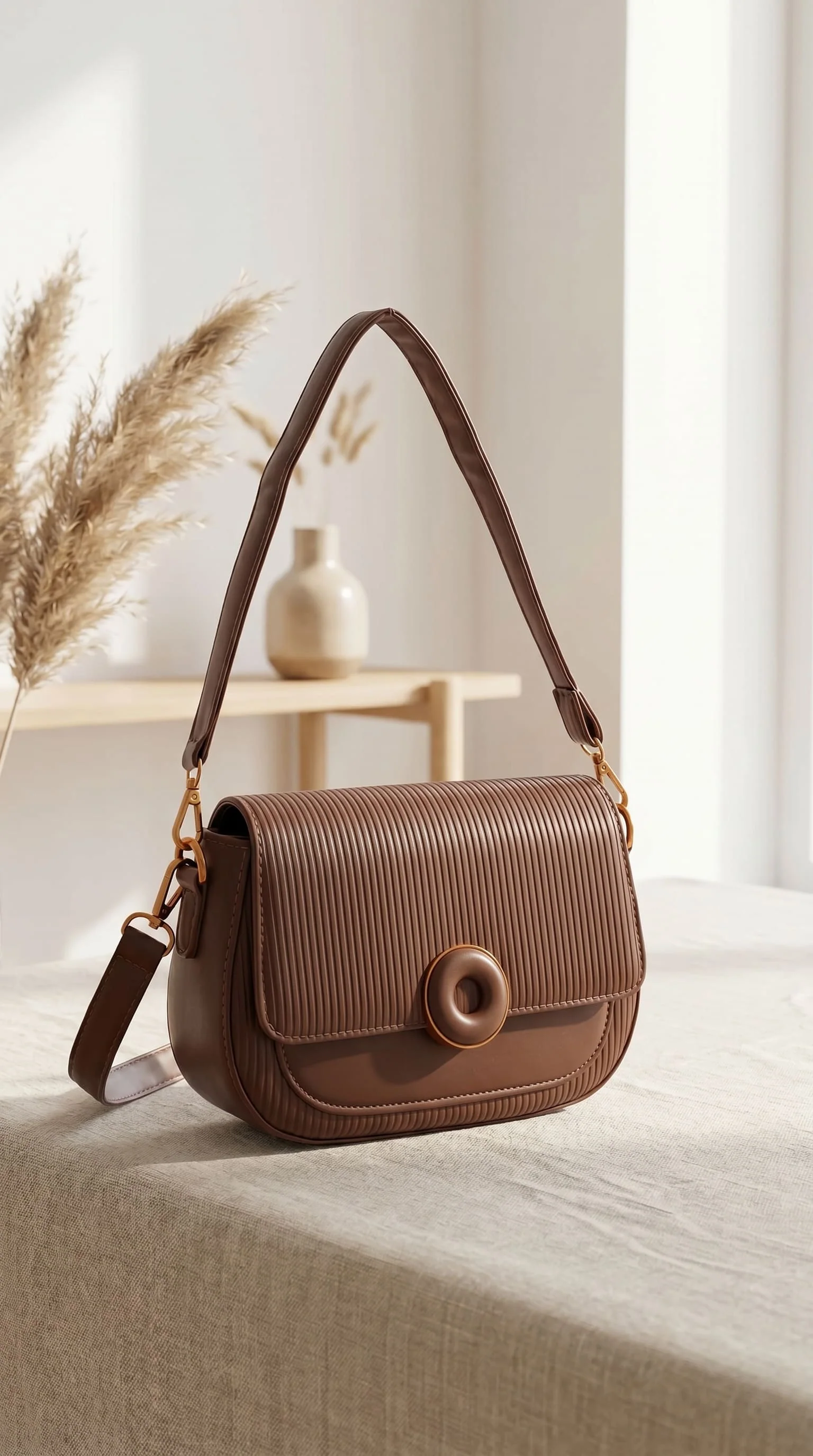 Coffee Formal Shoulder Bag For Women P36615