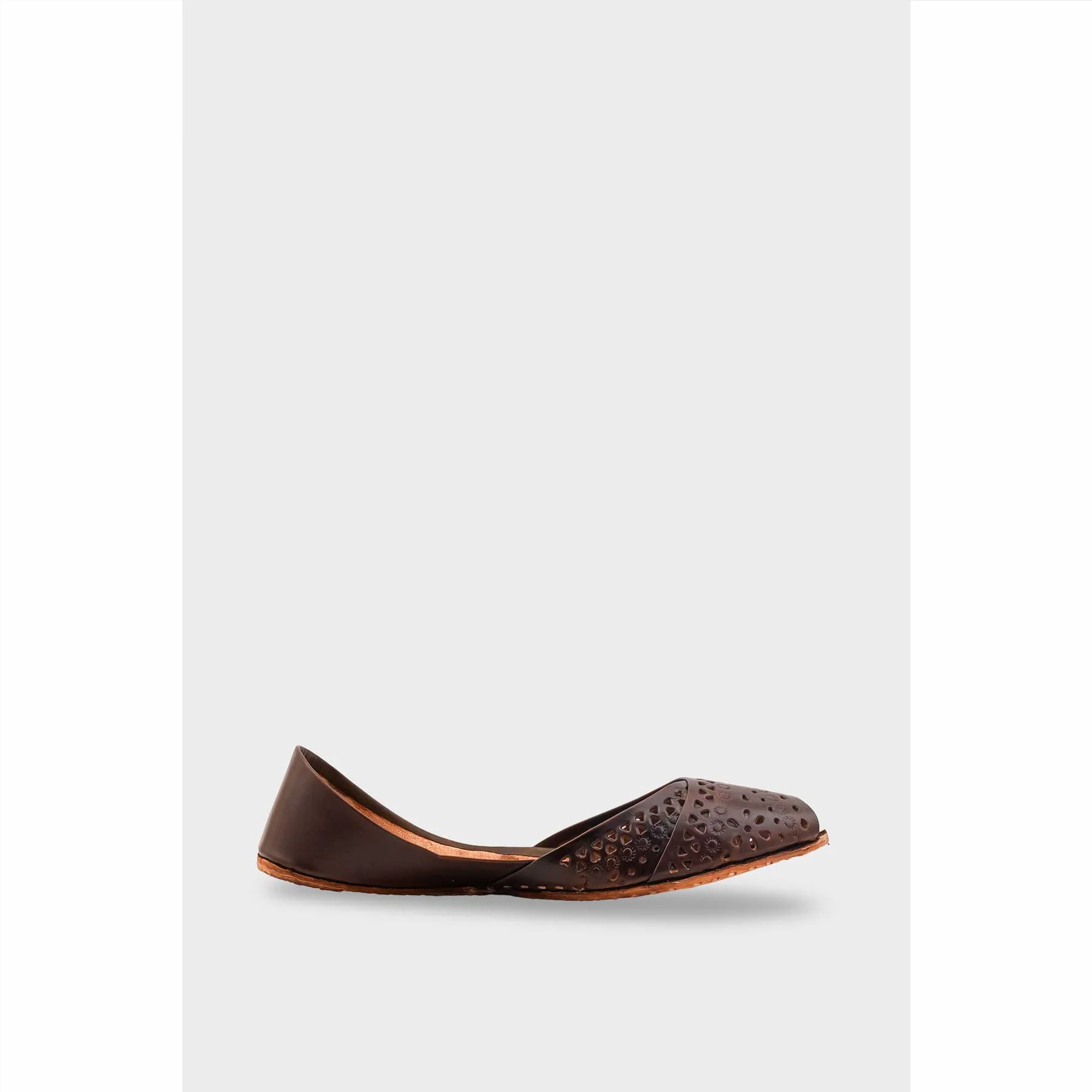 Coffee Leather Khussa For Women EC8714 - Image 2