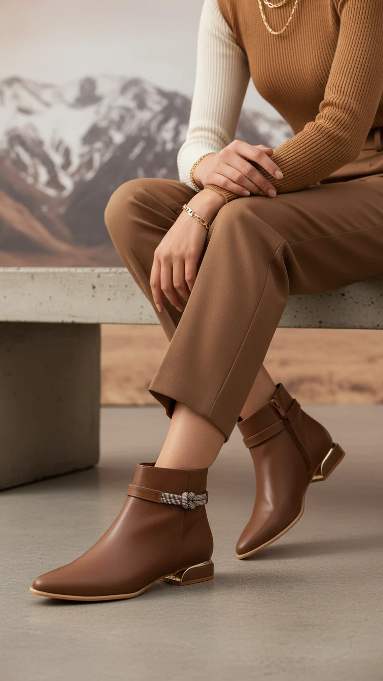 Coffee Long Shoes For Ladies WN9024