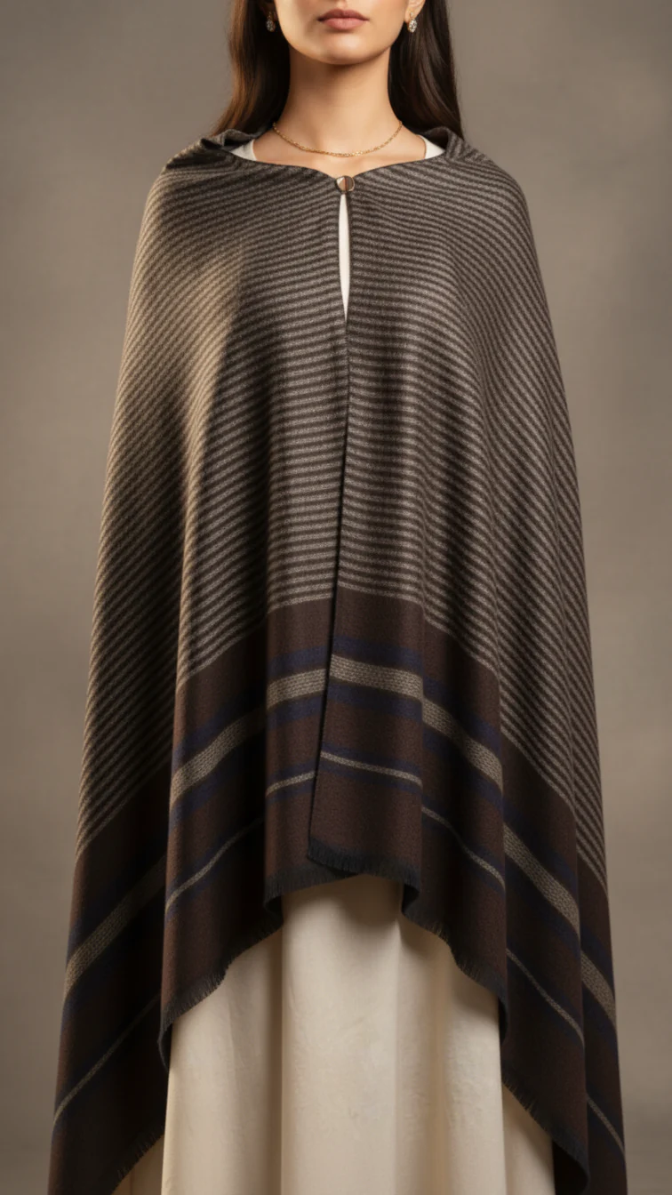 Coffee Winter Cape shawl PW5913