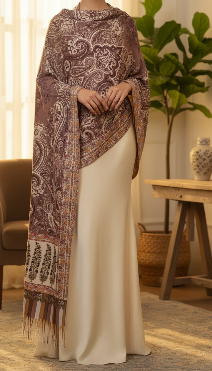 Coffee Winter Stole PN5148 - Image 2
