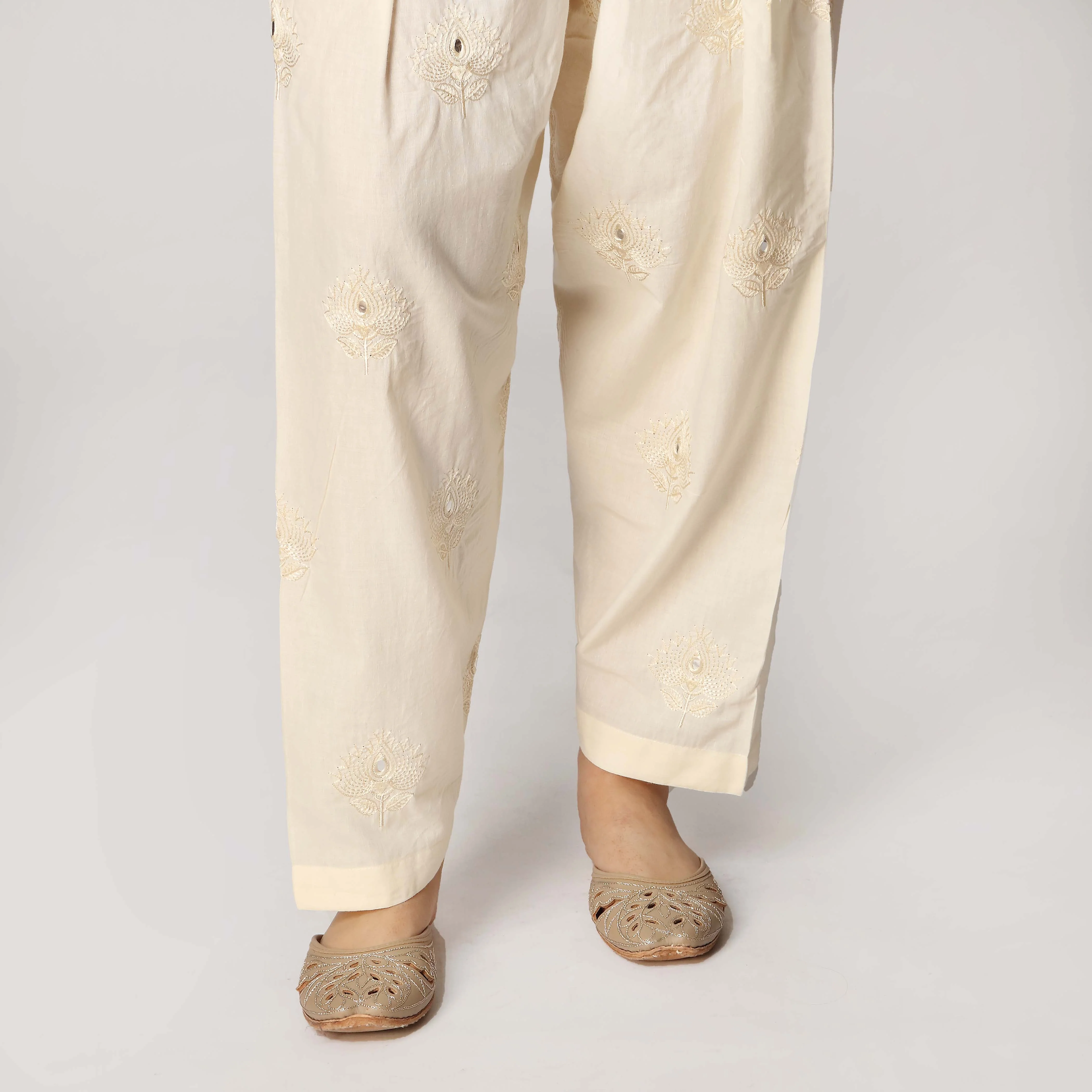 Cream Cambric Embellished Shalwar PS3530