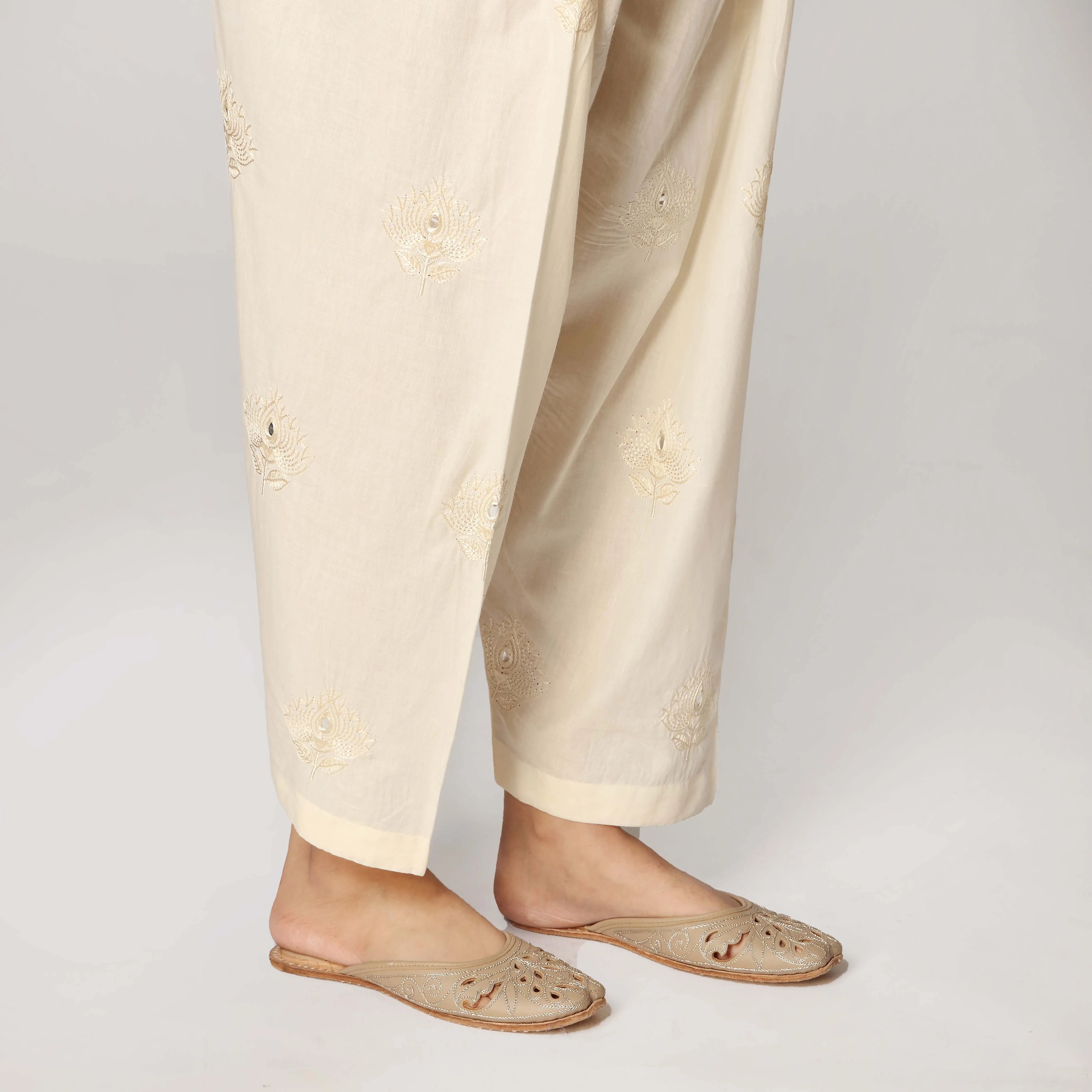 Cream Cambric Embellished Shalwar PS3530 - Image 2