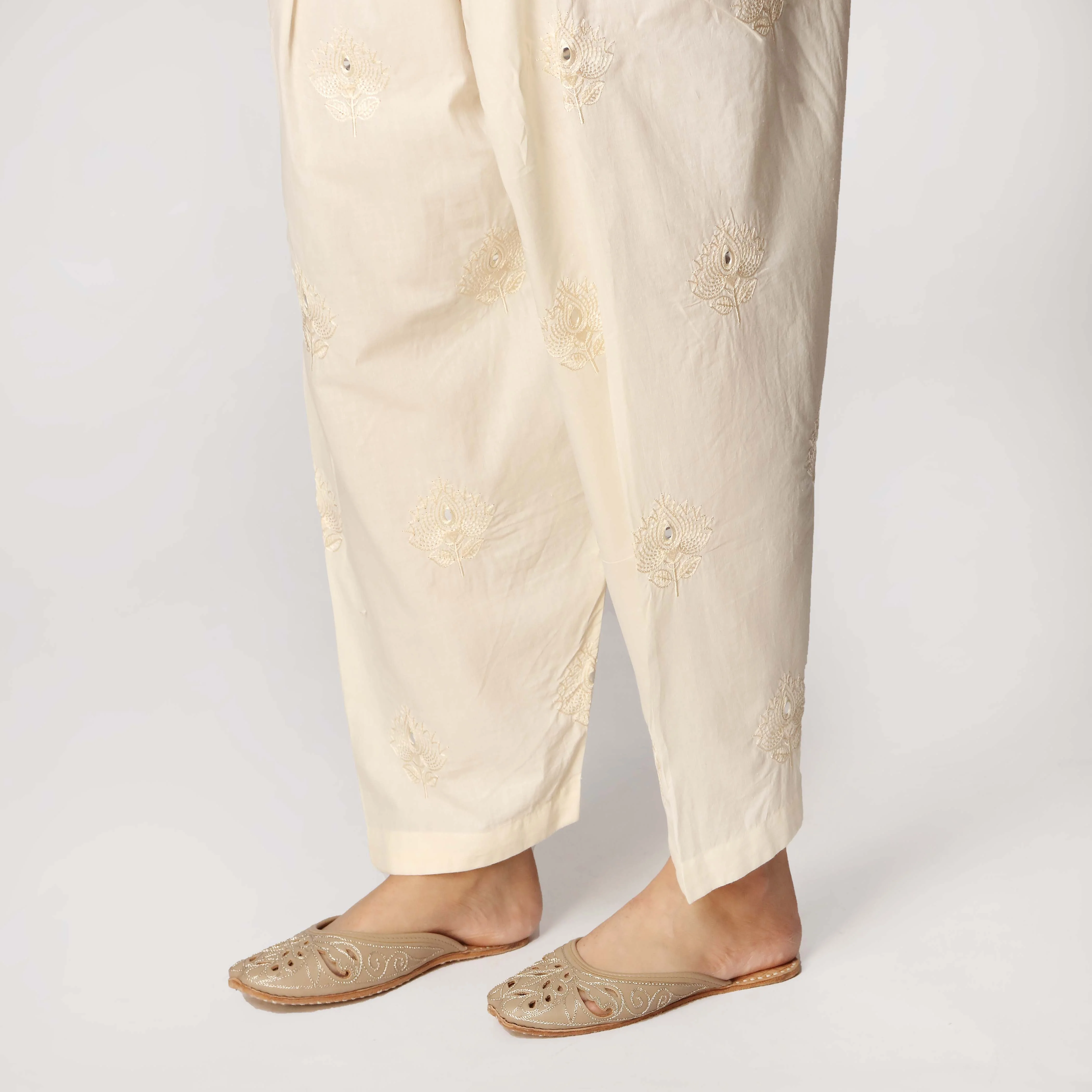 Cream Cambric Embellished Shalwar PS3530 - Image 3
