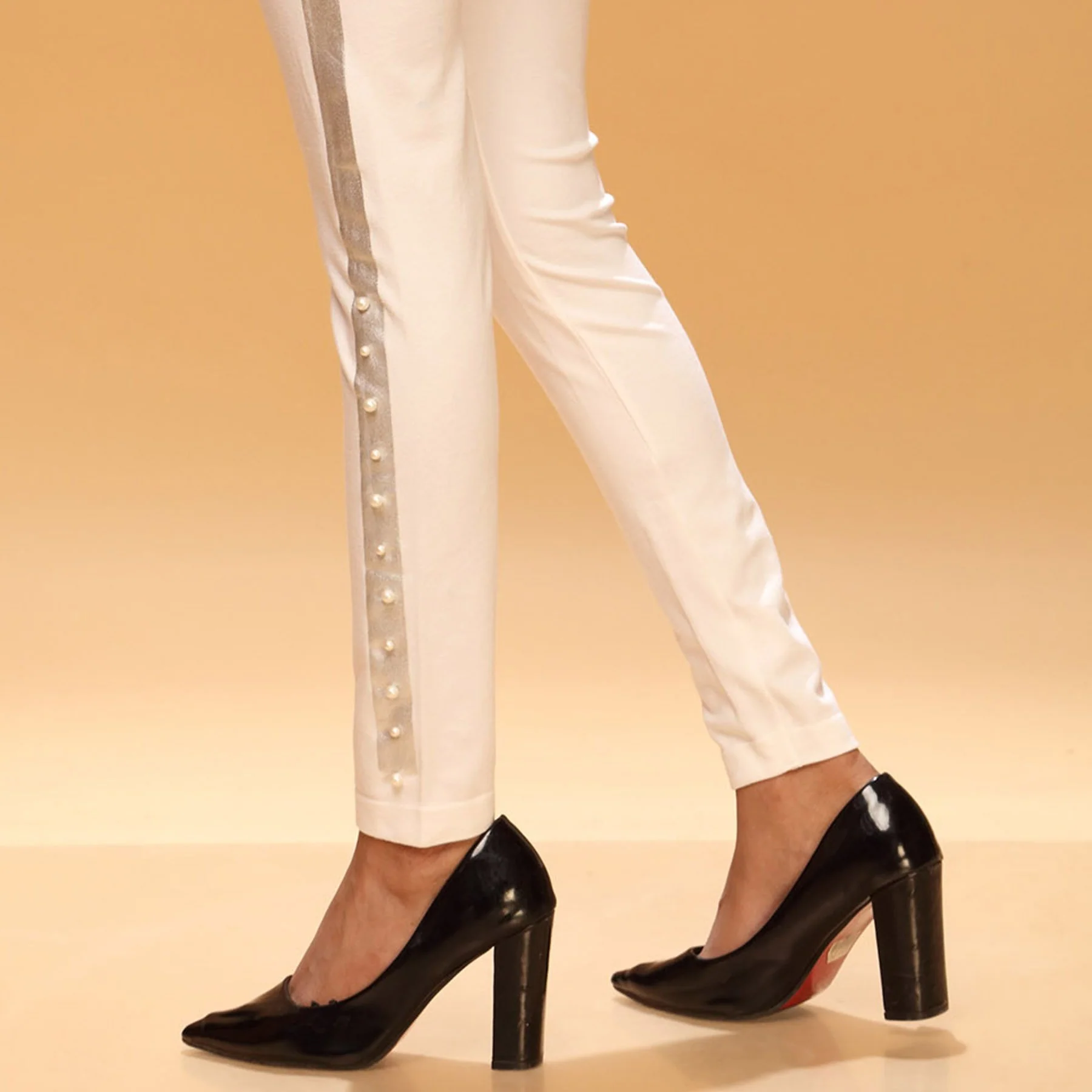 Cream Color Plain Tights PN2062 - Image 4