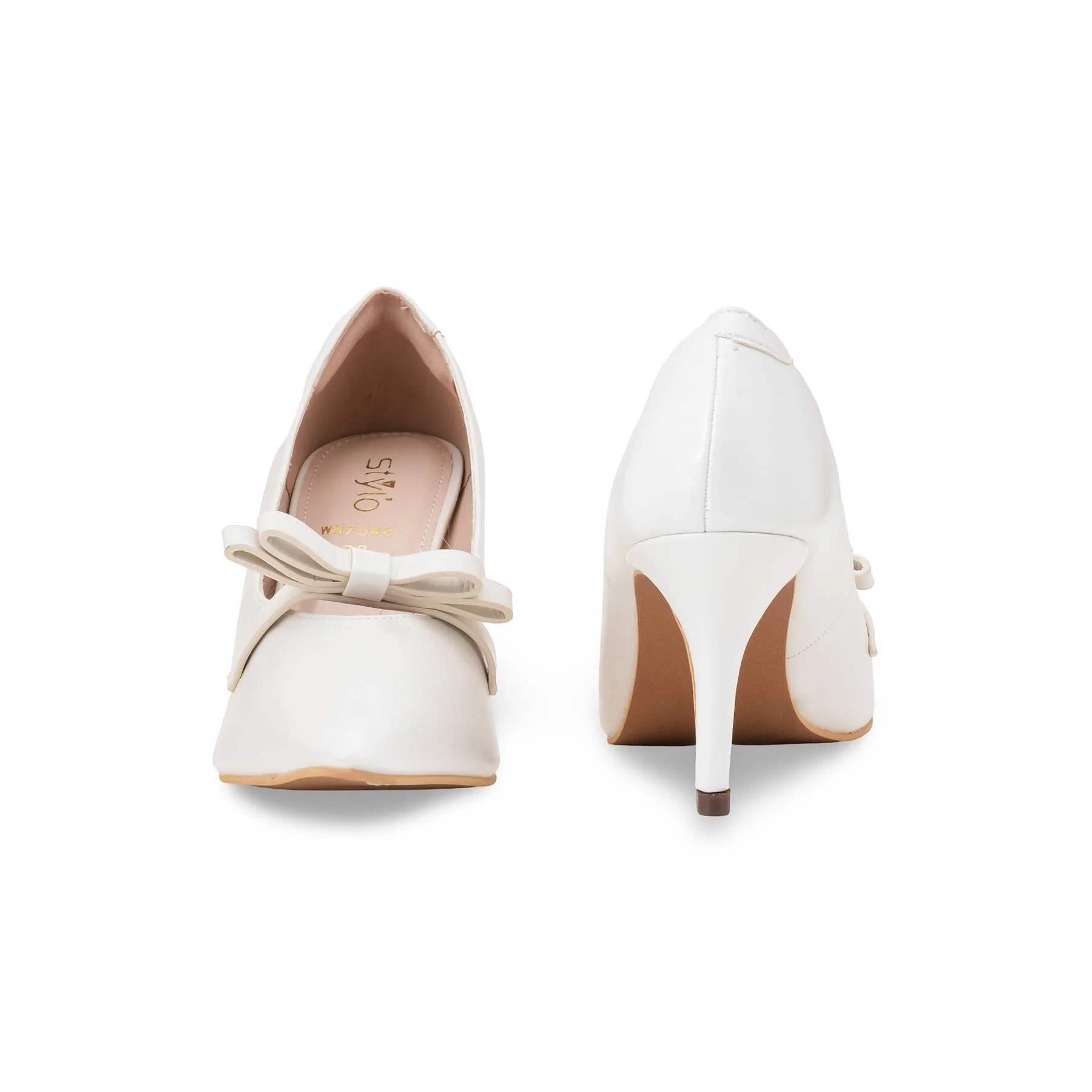 Cream Court Shoes For Ladies WN7548 - Image 4