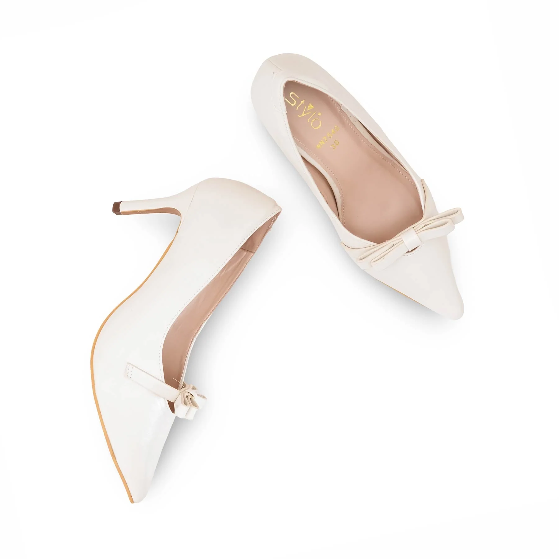 Cream Court Shoes For Ladies WN7548 - Image 5
