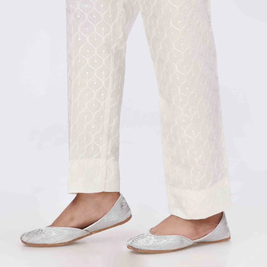 Cream Embroidered Cambric Trouser PS3565 - Image 2