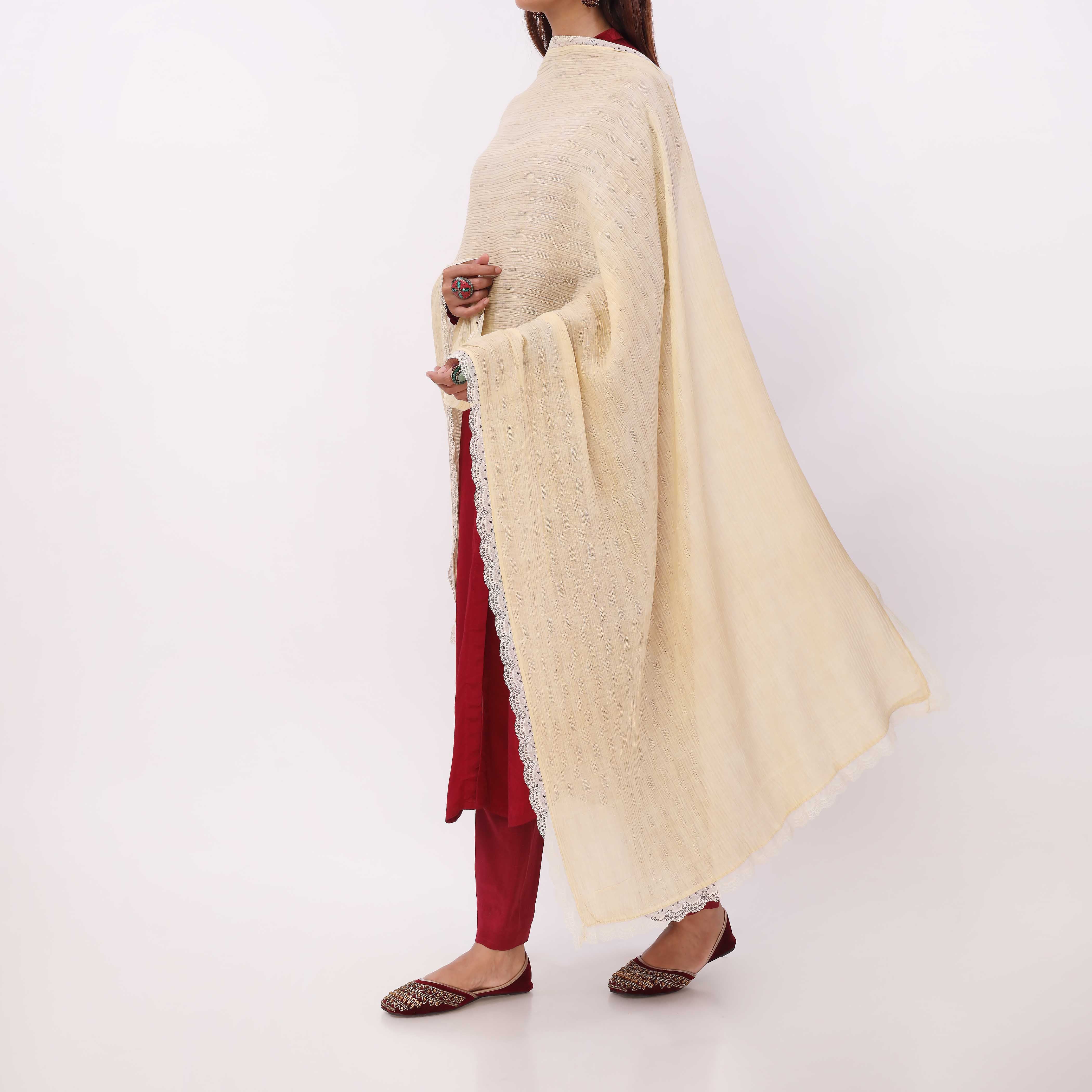 Cream Embroidered Stole PD5319 - Image 3