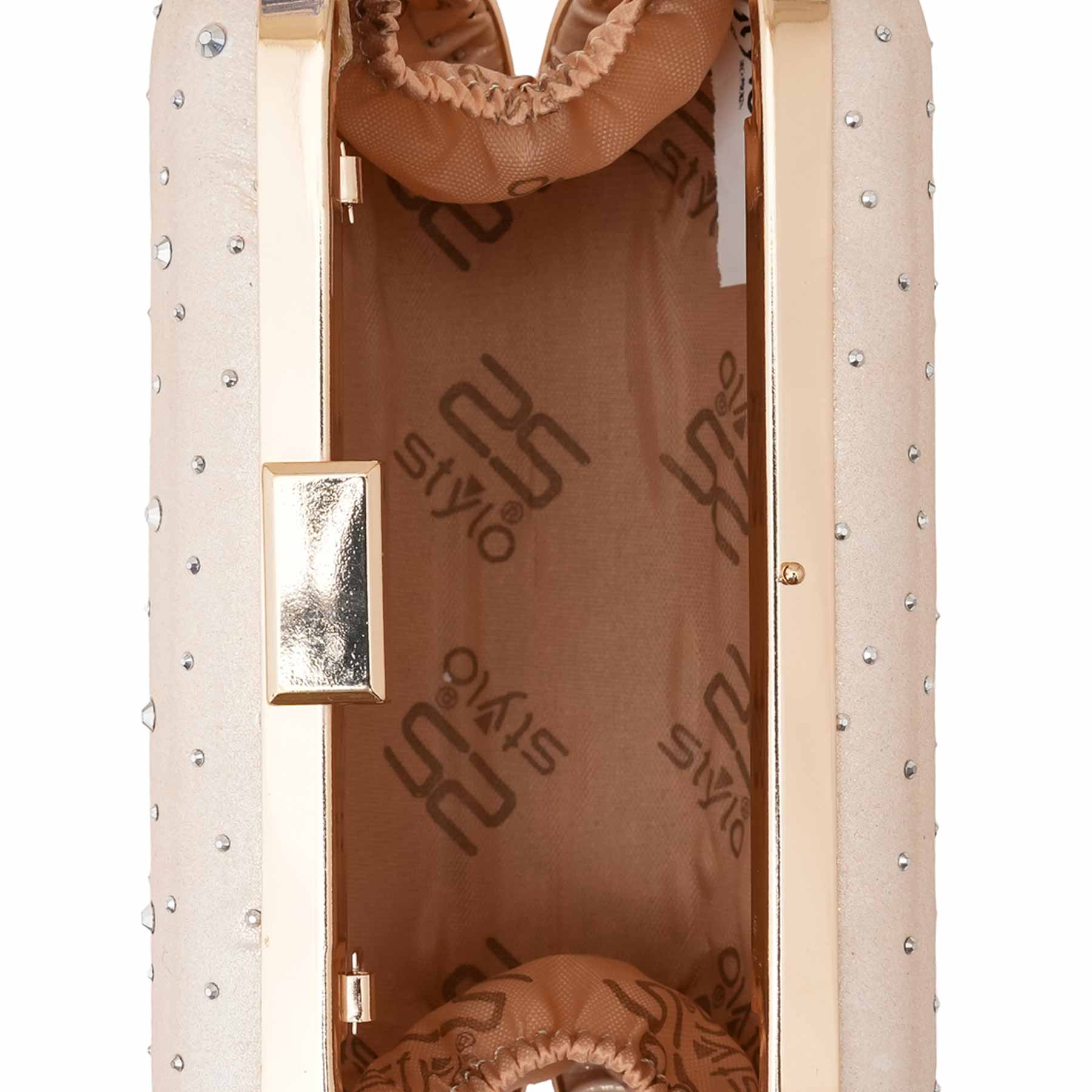 Cream Formal Clutch For Ladies P15700 - Image 5